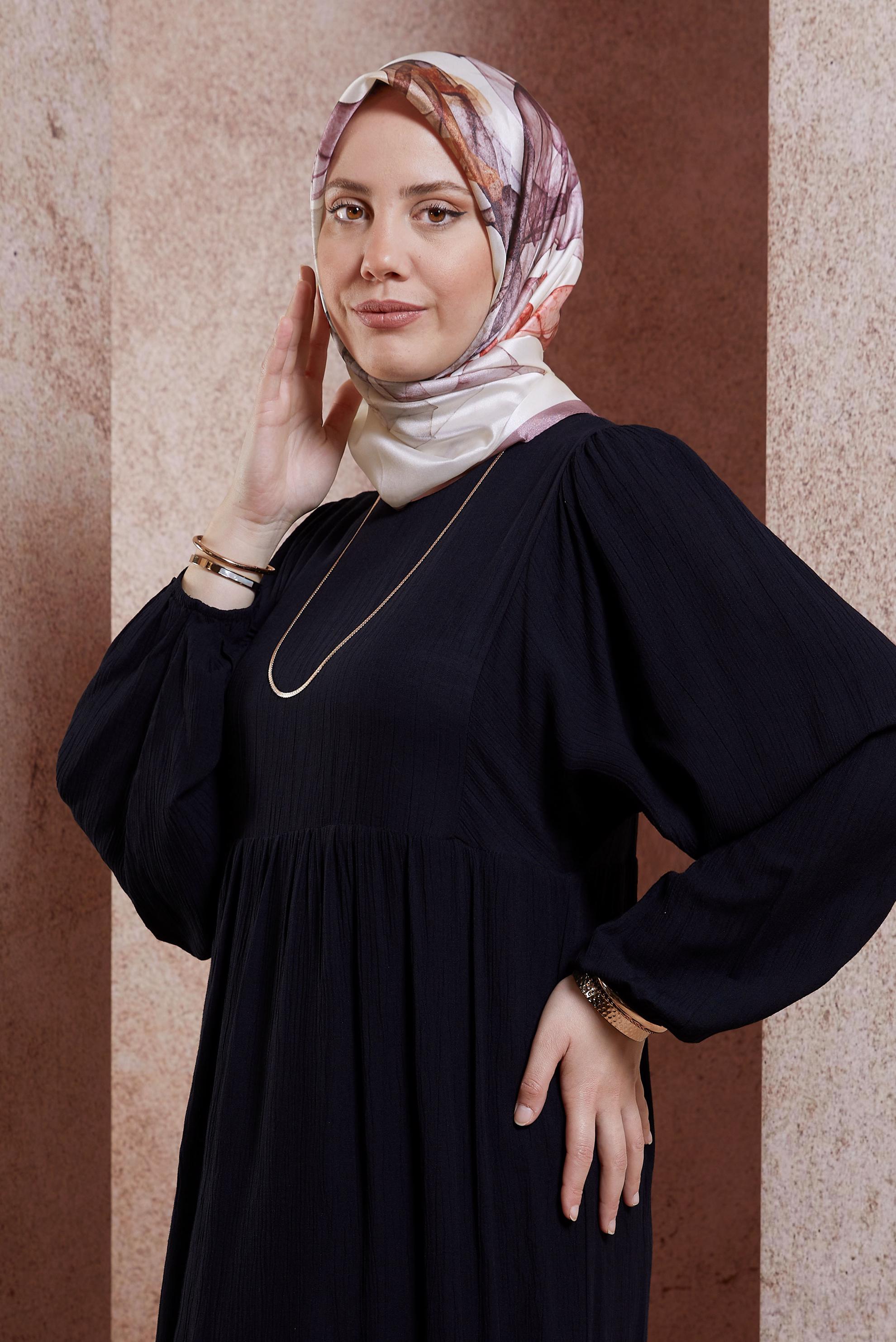 Tesettür giyim PUDRA ALVİNA DESENLİ EŞARP 8431