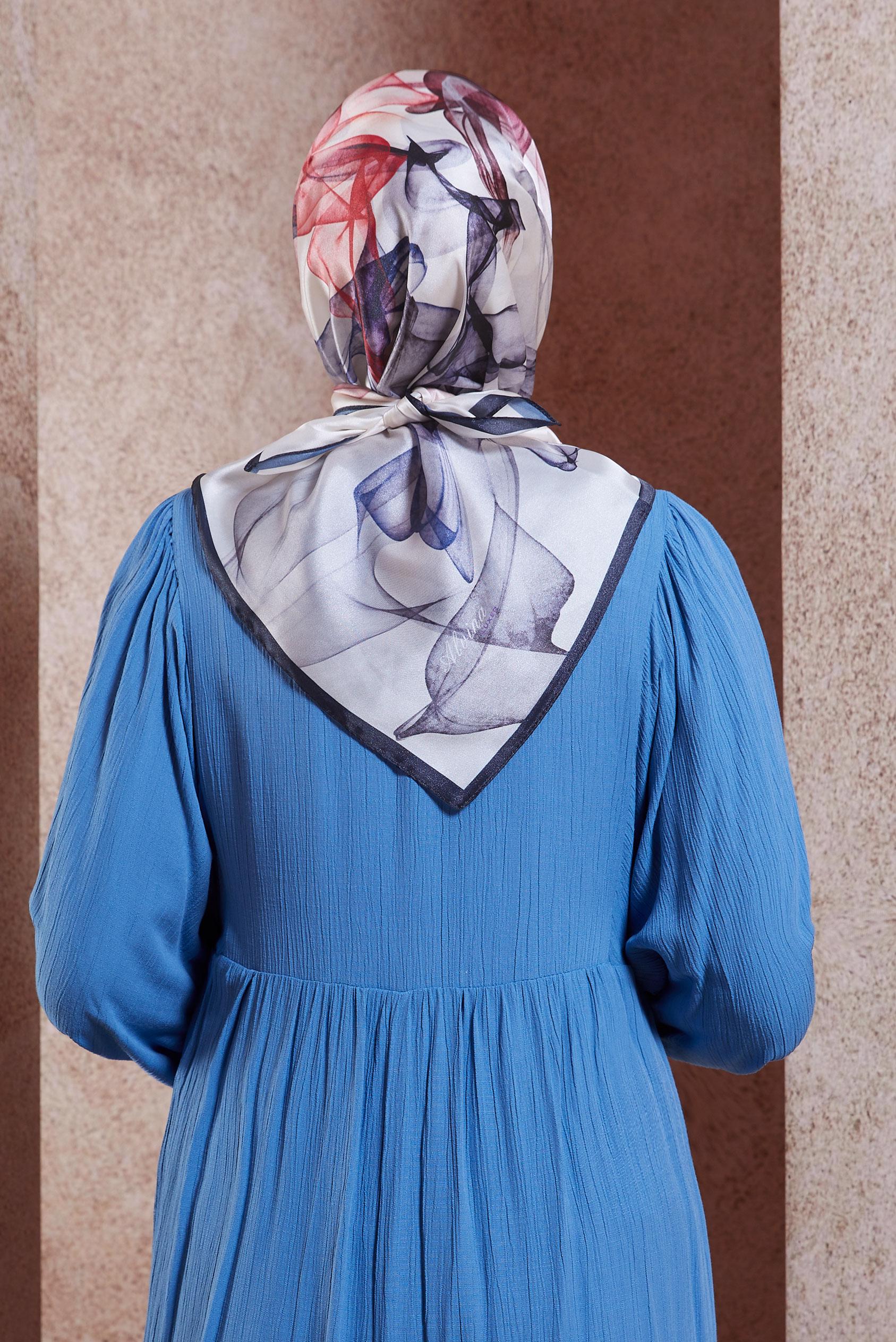 Tesettür giyim LACİVERT ALVİNA DESENLİ EŞARP 8431