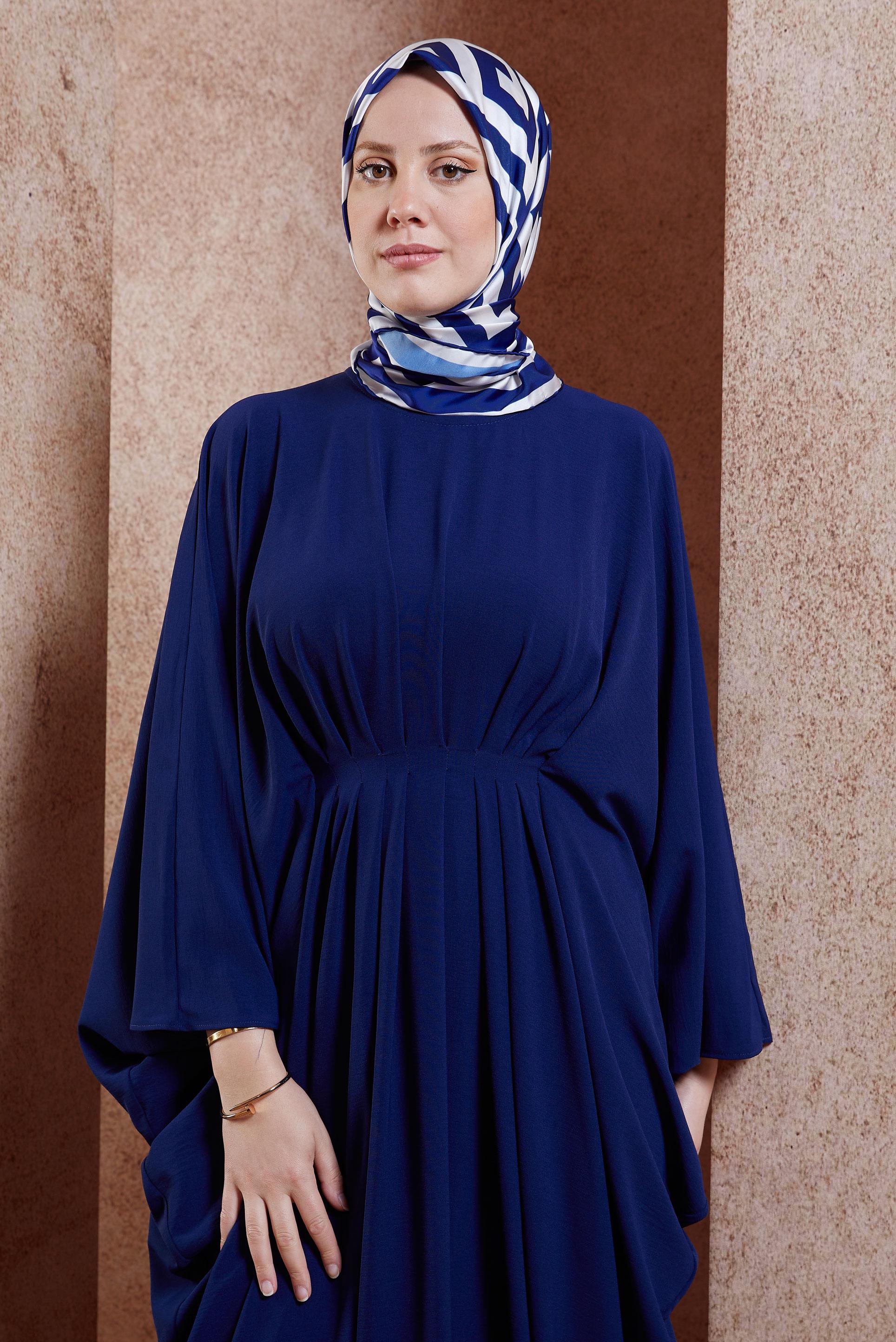 Tesettür giyim LACİVERT ALVİNA DESENLİ EŞARP 8432