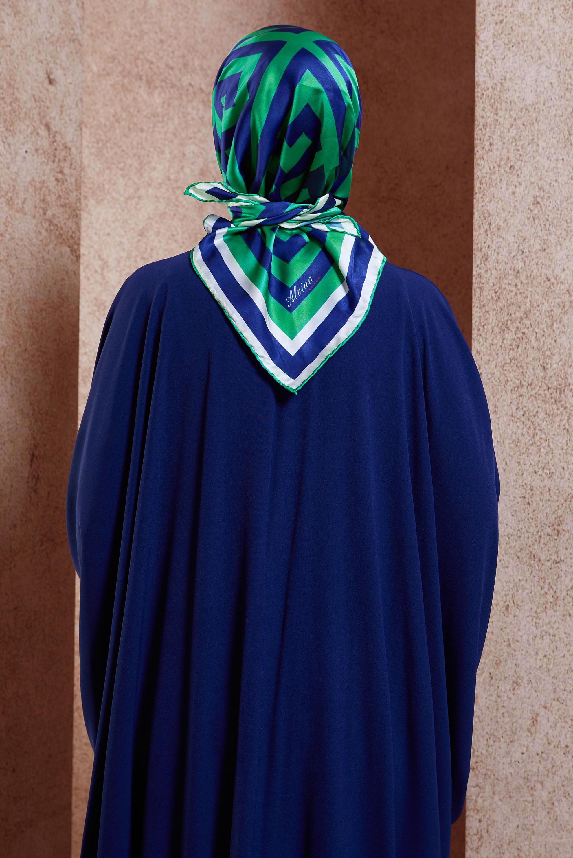 Tesettür giyim LACİVERT ALVİNA DESENLİ EŞARP 8432