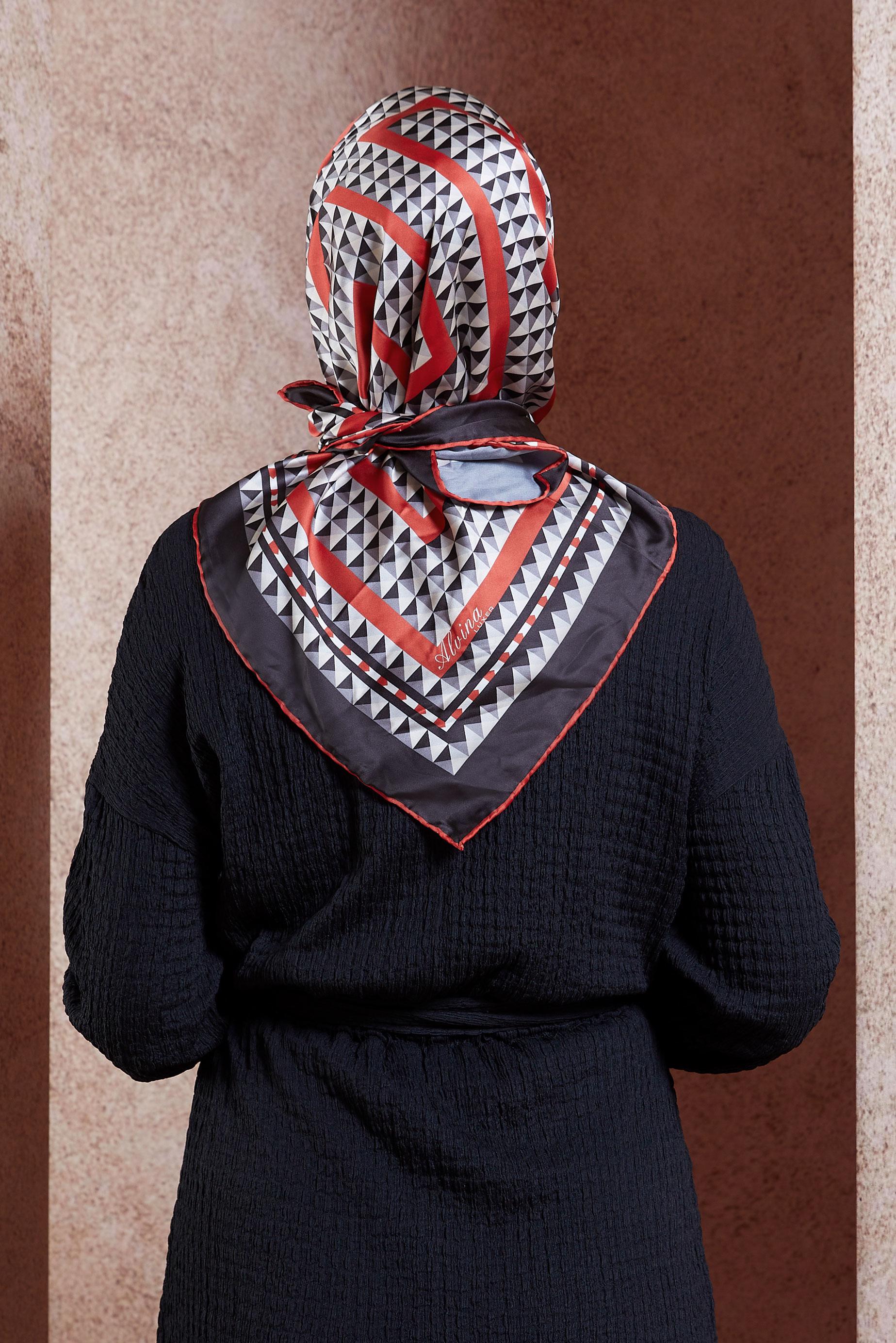 Tesettür giyim KIRMIZI ALVİNA DESENLİ EŞARP 8433