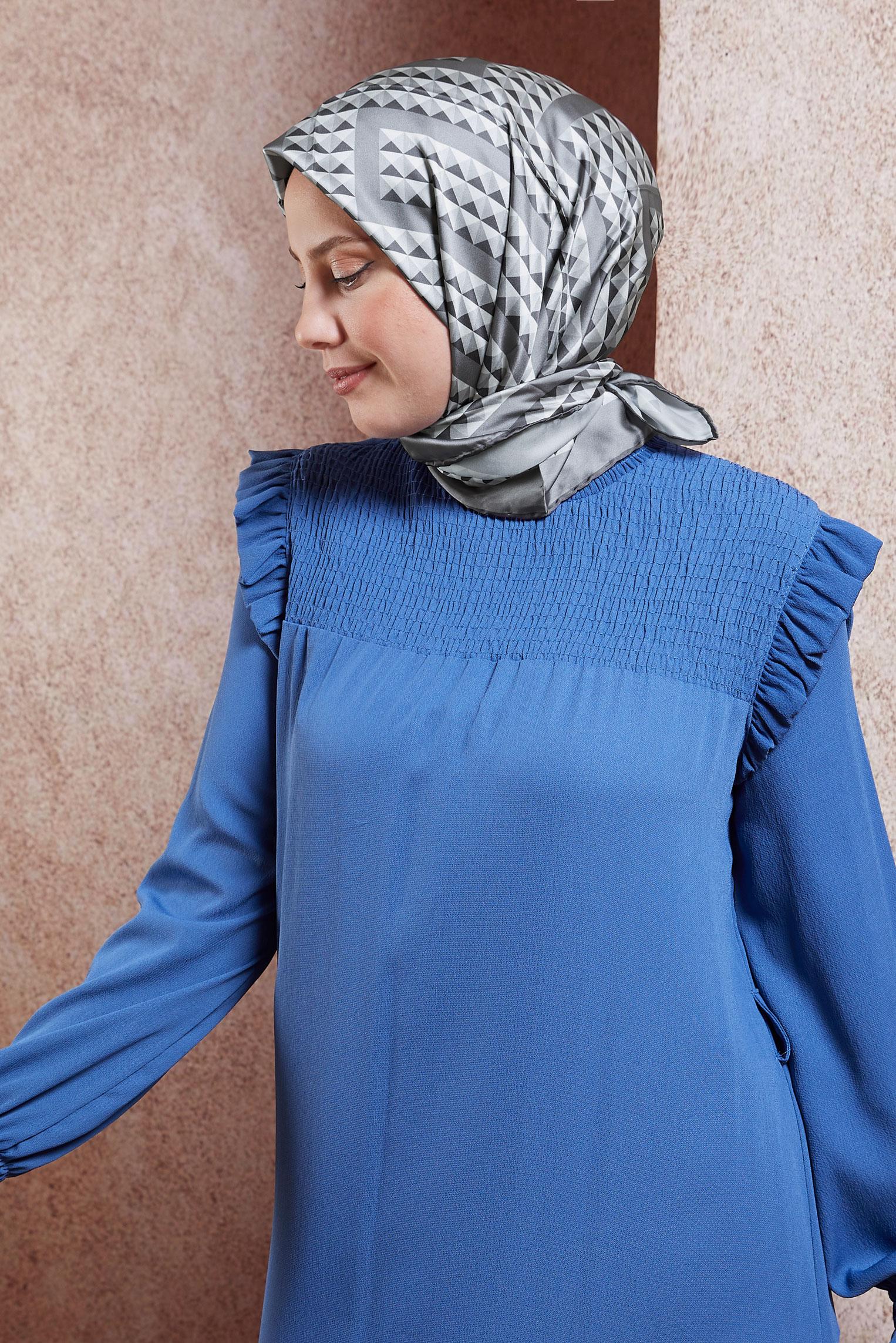 Tesettür giyim GRİ ALVİNA DESENLİ EŞARP 8433