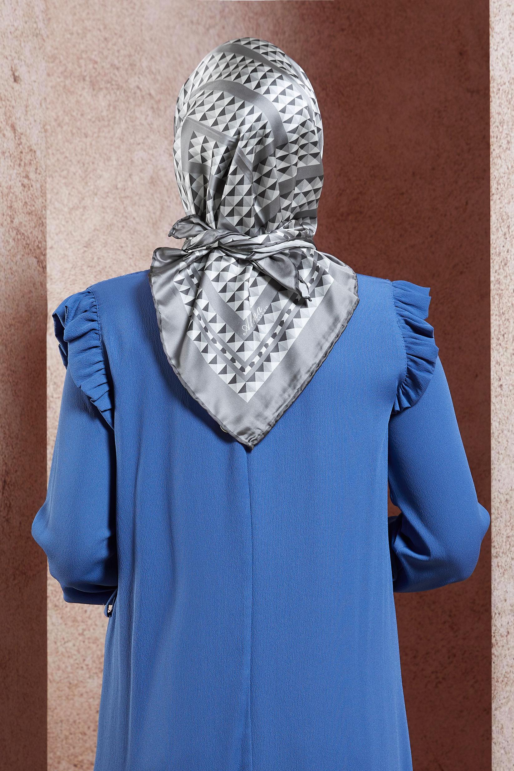 Tesettür giyim GRİ ALVİNA DESENLİ EŞARP 8433