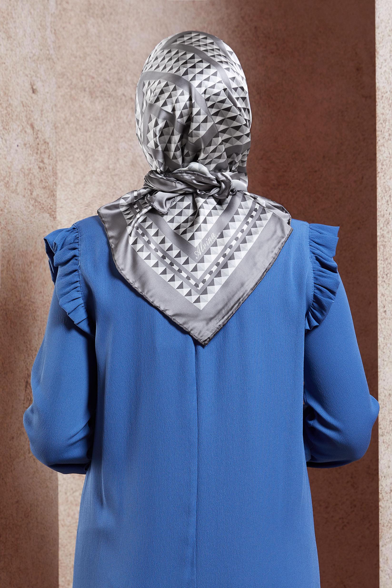 Tesettür giyim GRİ ALVİNA DESENLİ EŞARP 8433