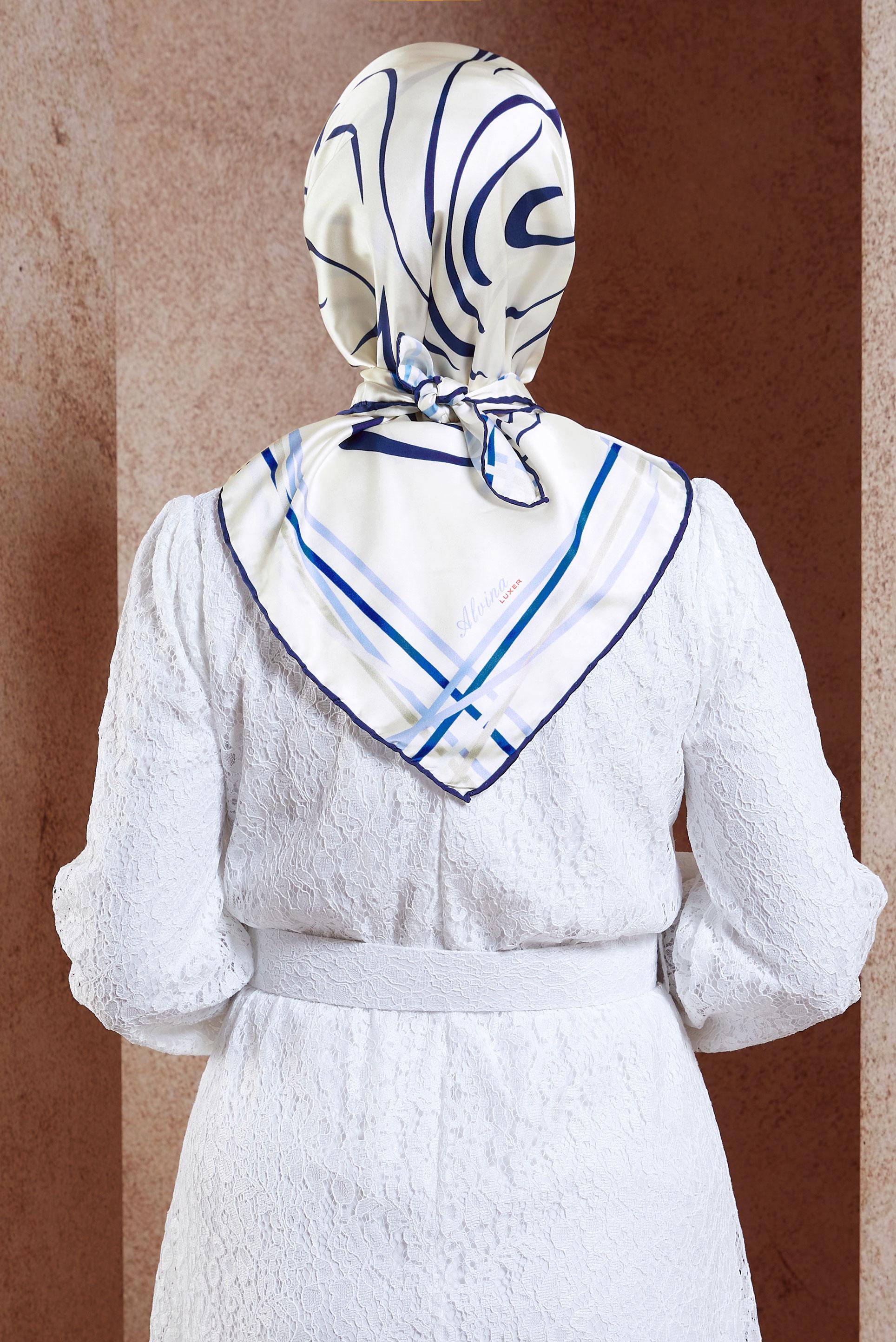 Tesettür giyim BEYAZ ALVİNA DESENLİ EŞARP 8434