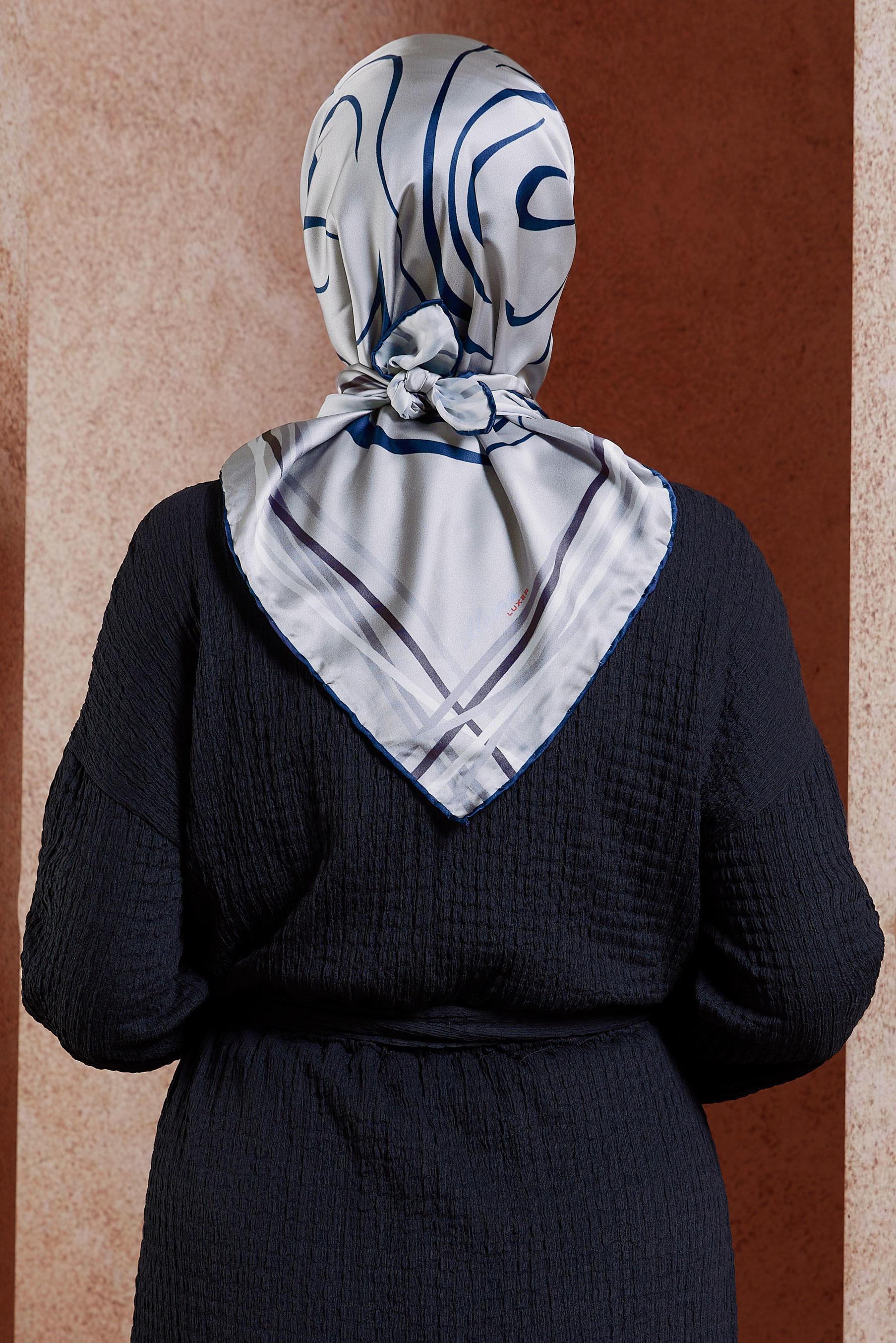 Tesettür giyim GRİ ALVİNA DESENLİ EŞARP 8434