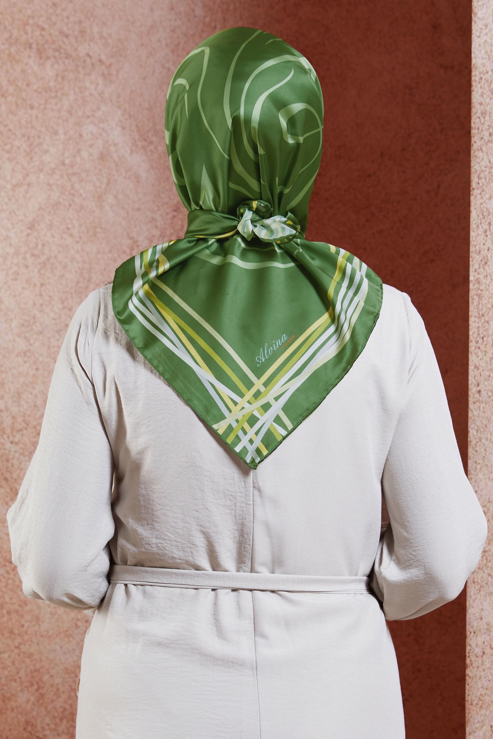 Tesettür giyim HAKİ ALVİNA DESENLİ EŞARP 8434