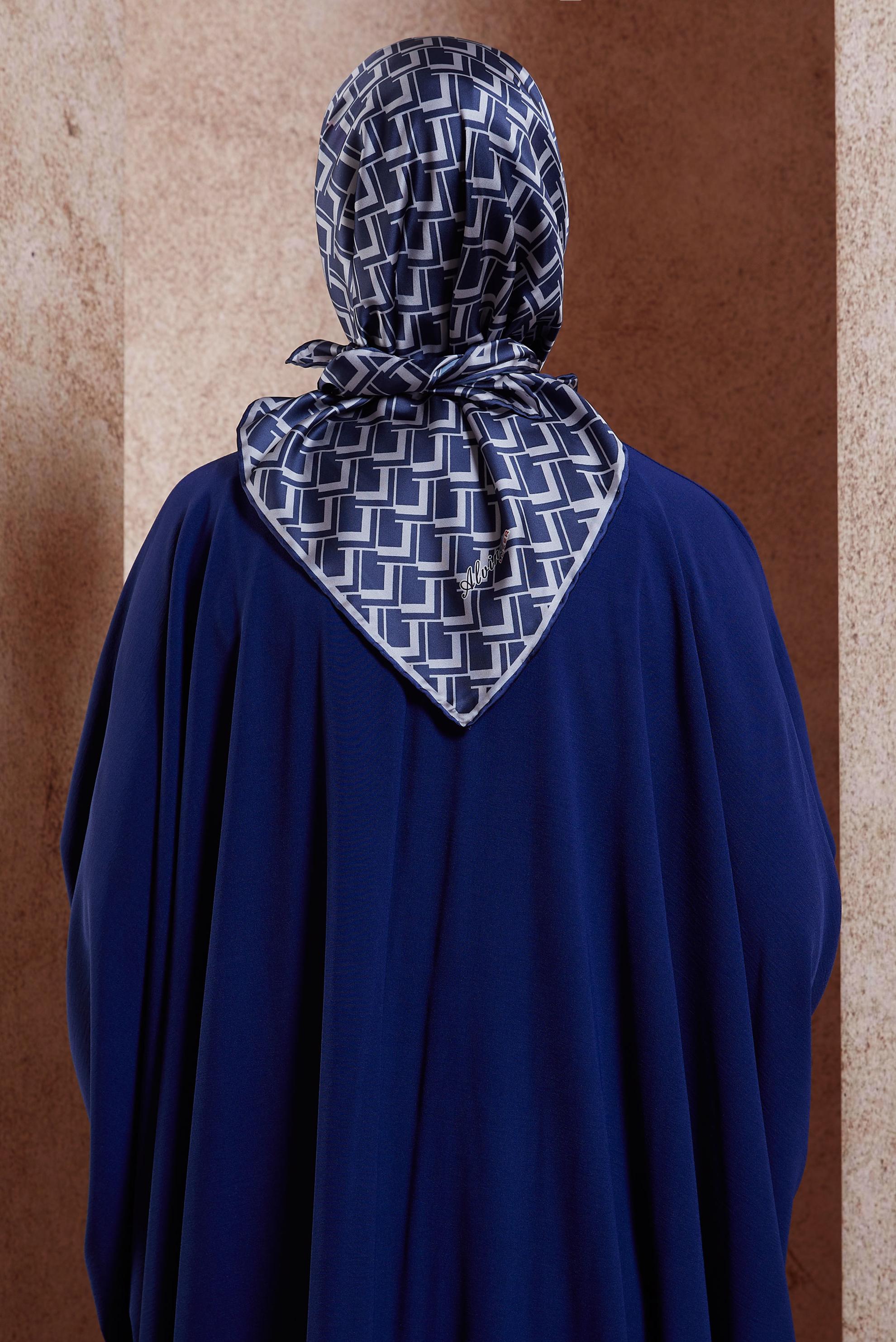 Tesettür giyim LACİVERT ALVİNA DESENLİ EŞARP 8435