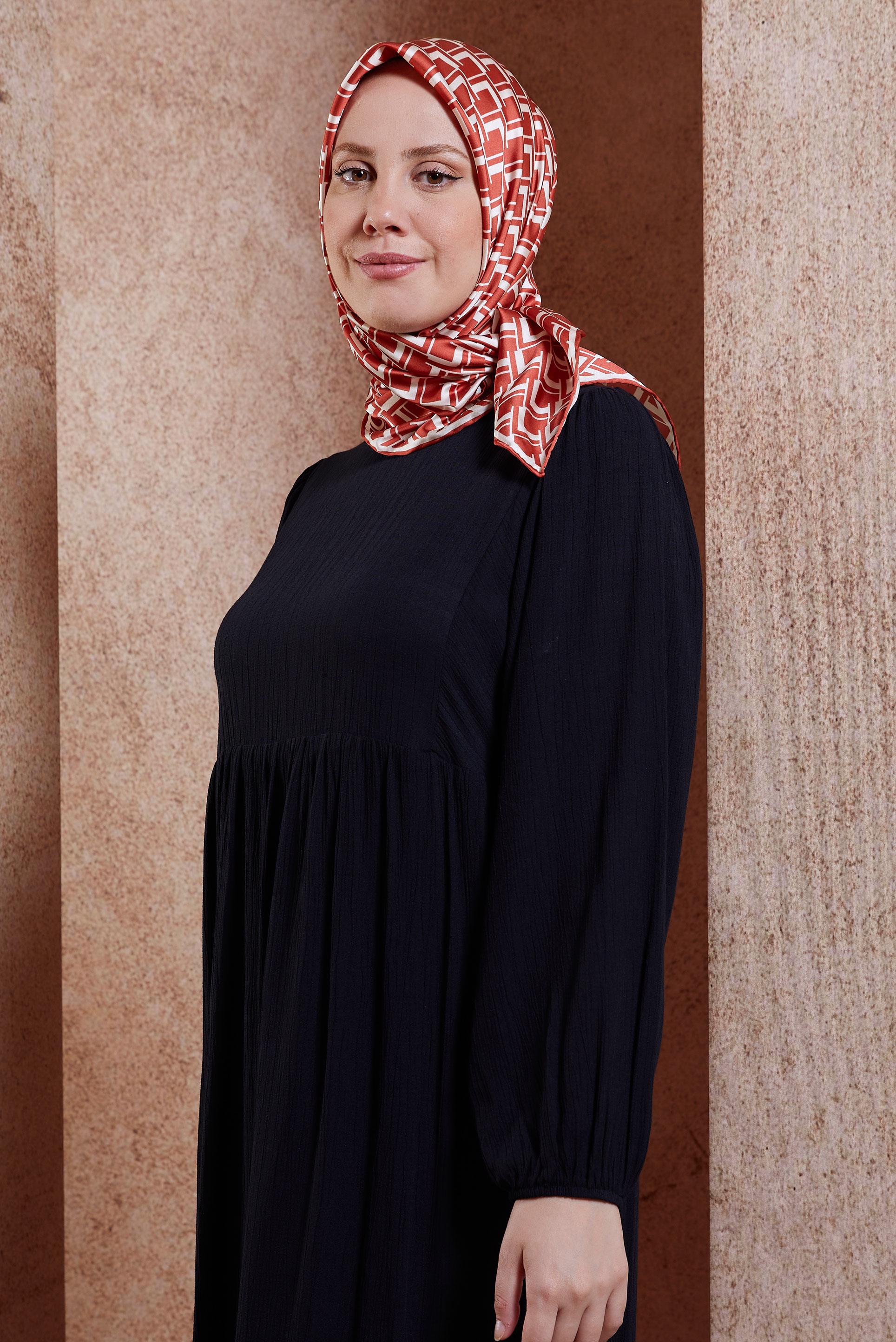 Tesettür giyim TABA ALVİNA DESENLİ EŞARP 8435