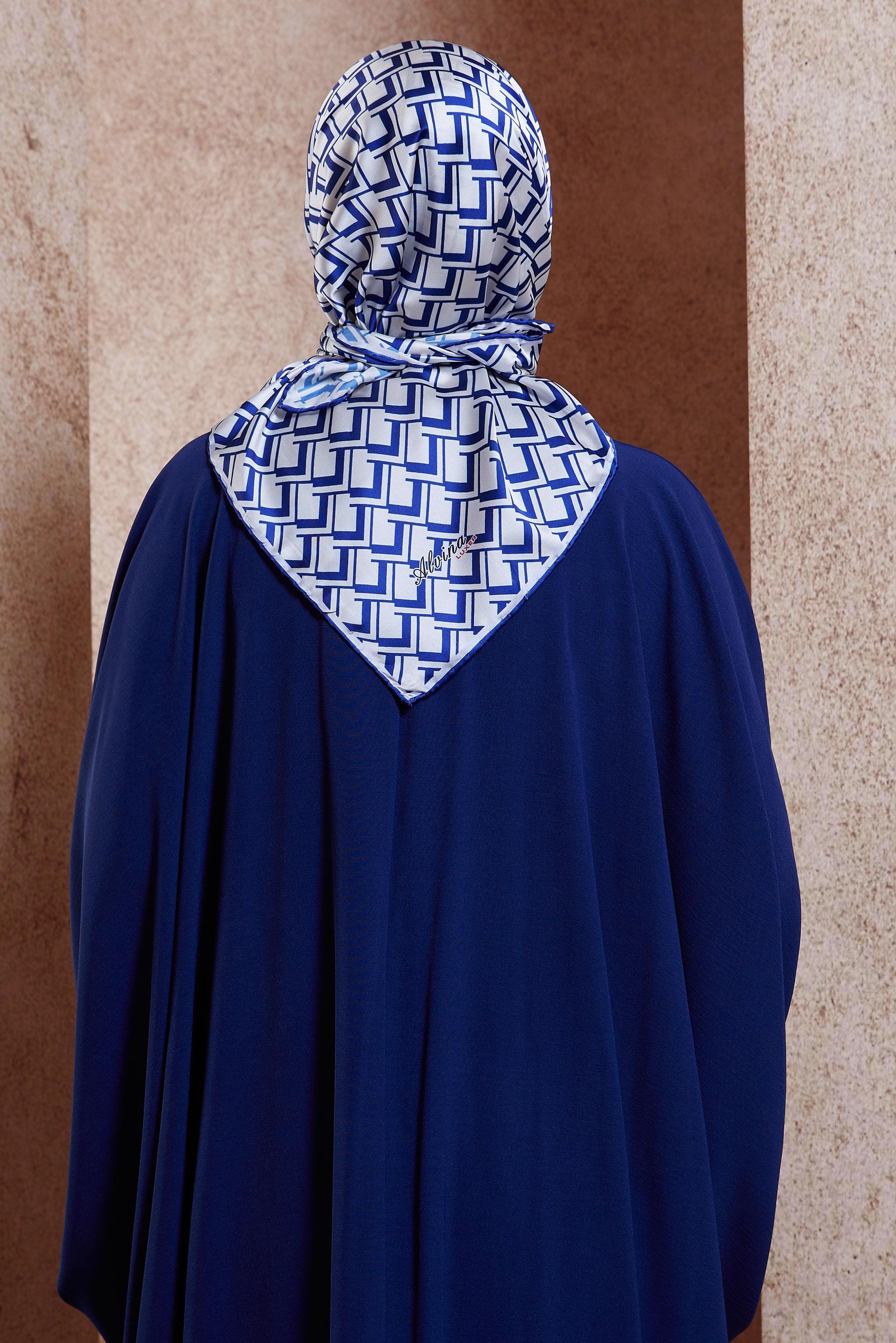 Tesettür giyim LACİVERT ALVİNA DESENLİ EŞARP 8435