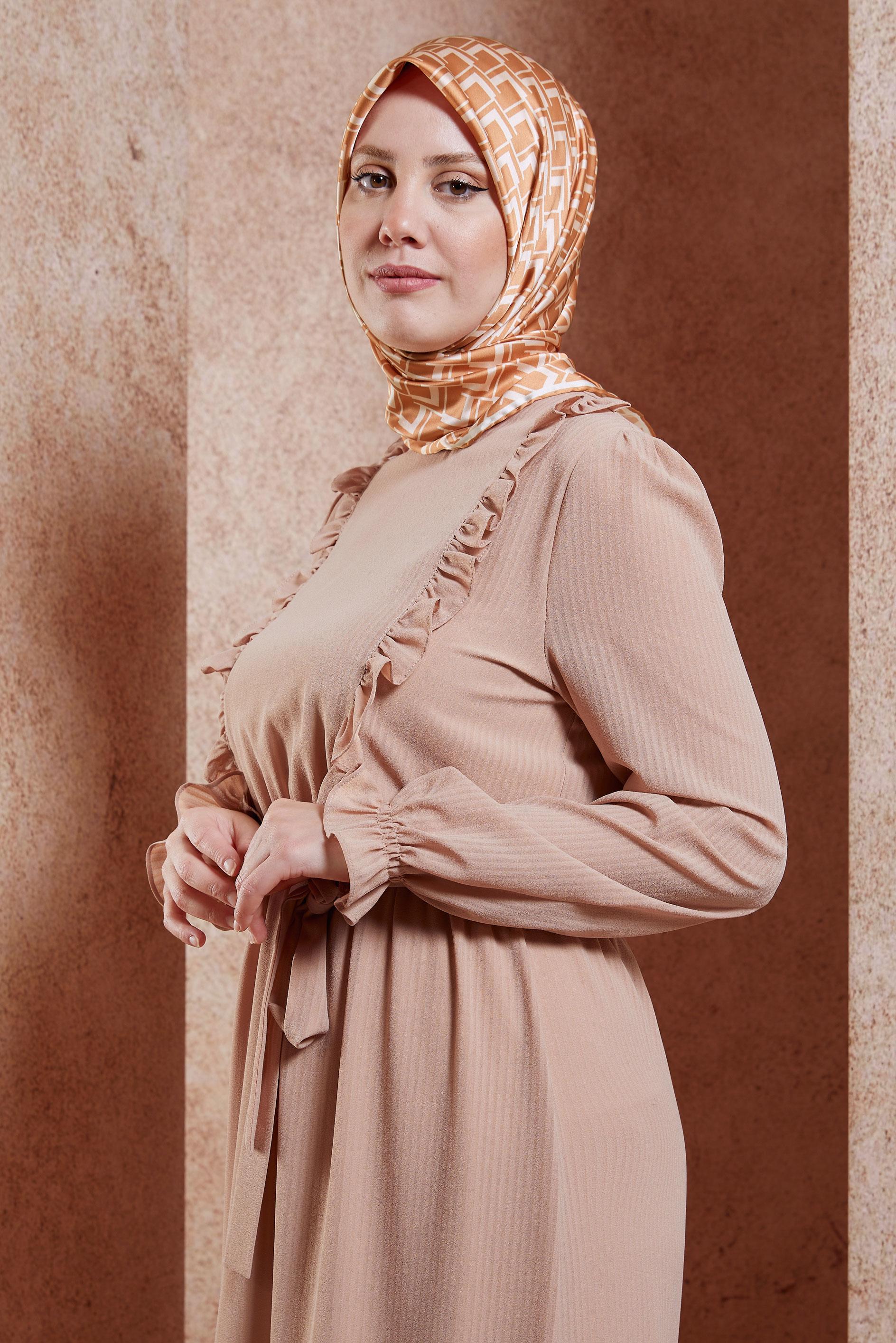 Tesettür giyim PEMBE ALVİNA DESENLİ EŞARP 8435