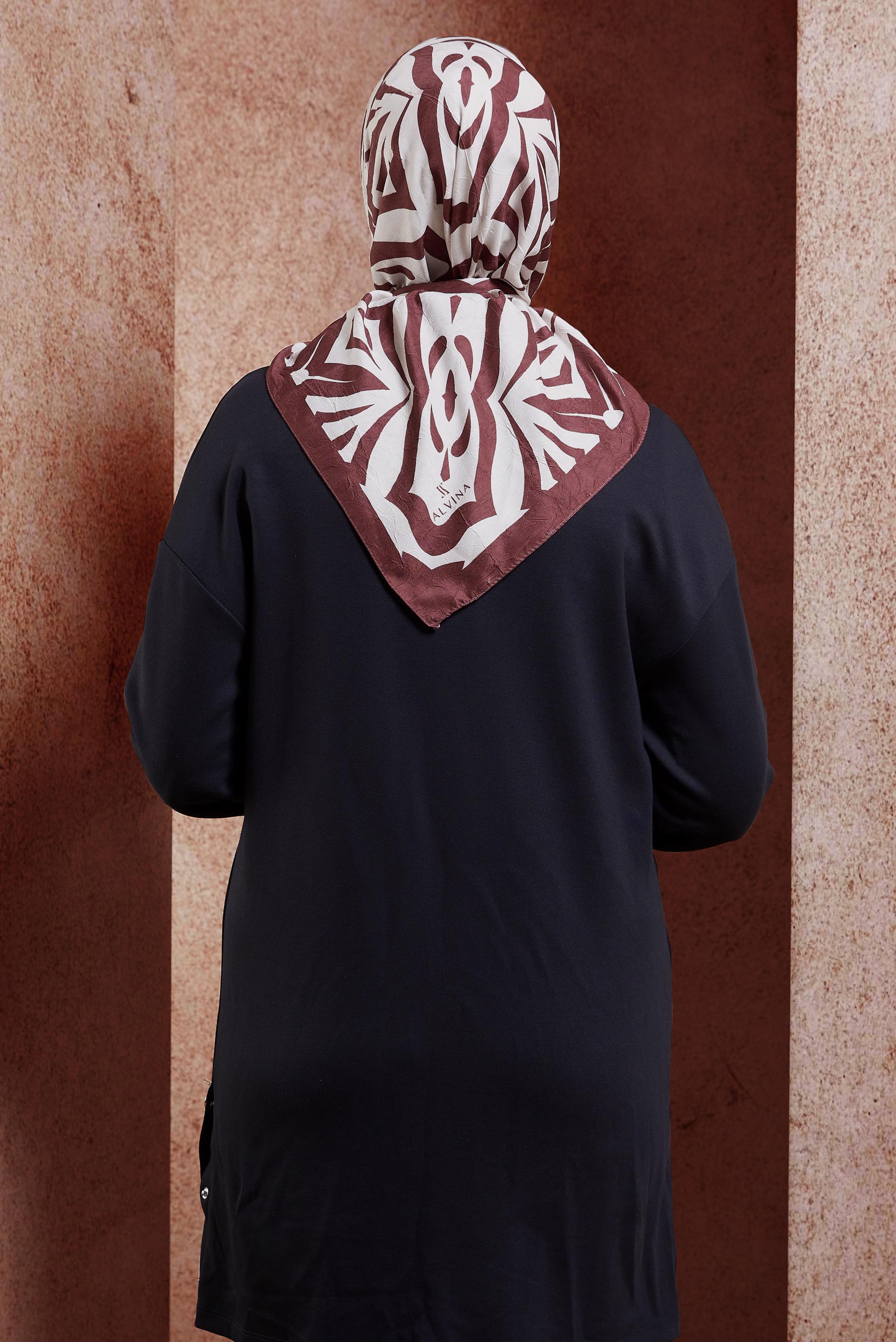 Tesettür giyim BORDO ALVİNA DESENLİ EŞARP 8439