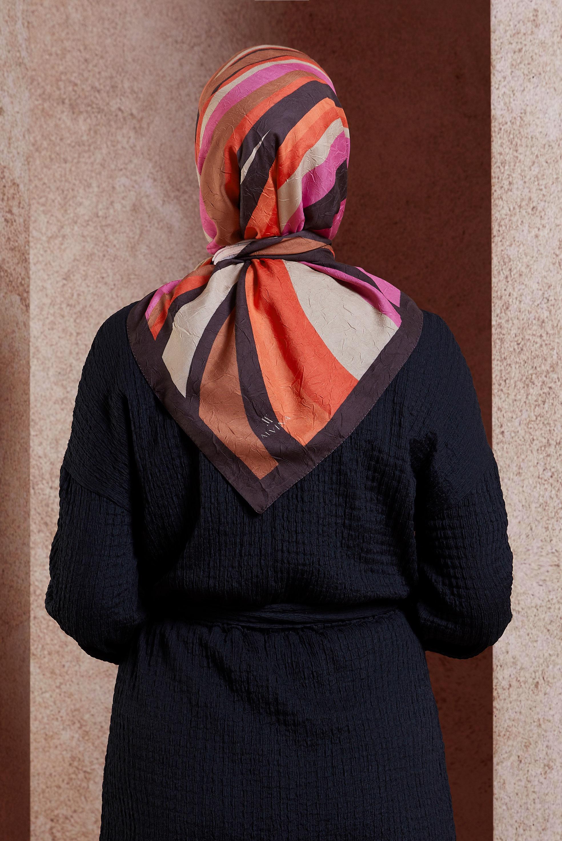 Tesettür giyim SİYAH ALVİNA GEOMETRİK DESEN EŞARP 8440 