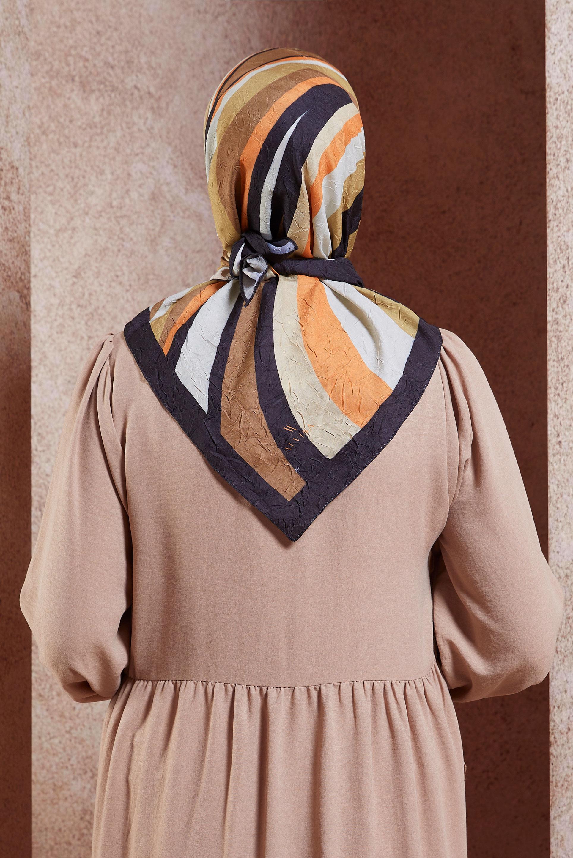 Tesettür giyim SİYAH ALVİNA GEOMETRİK DESEN EŞARP 8440 