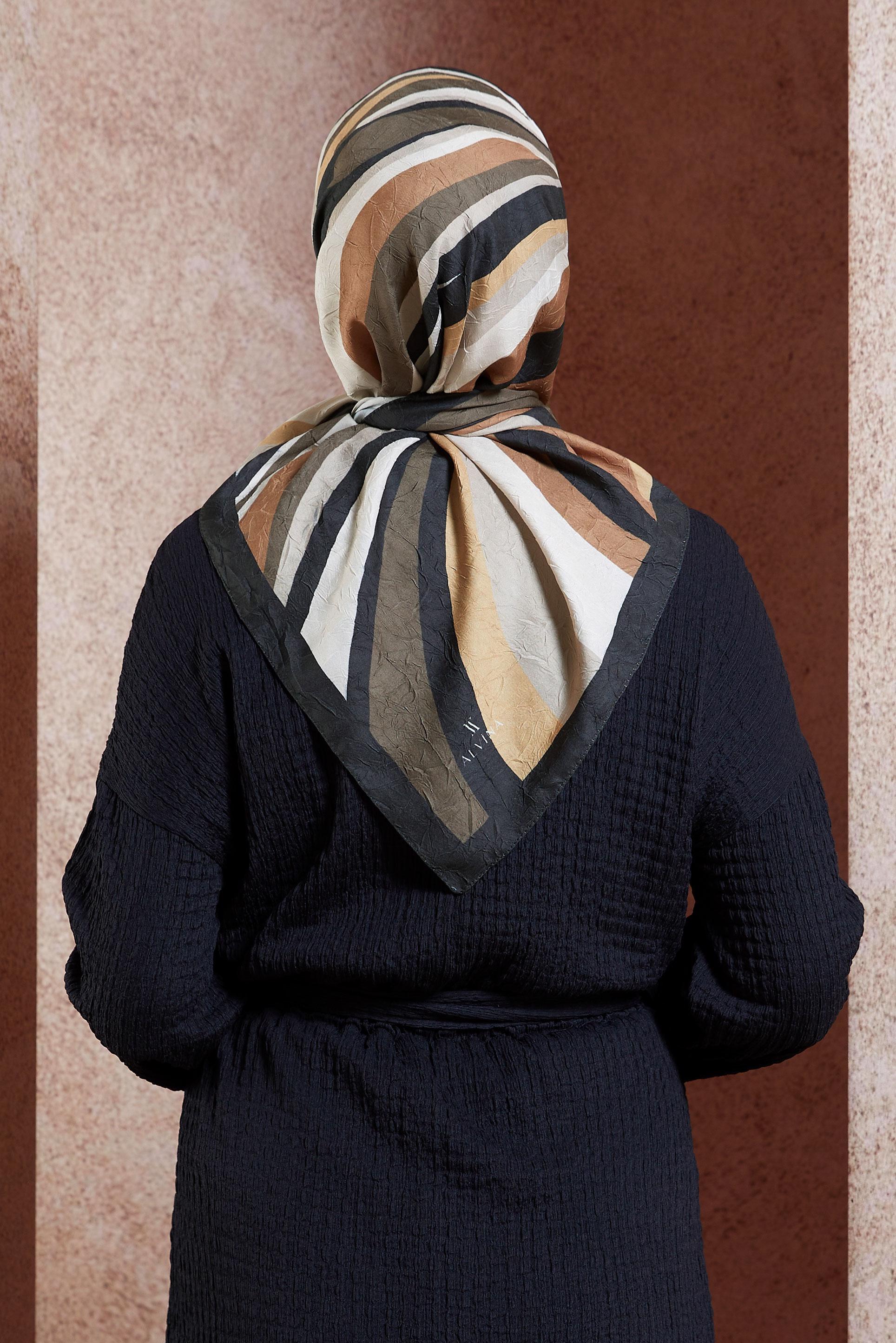 Tesettür giyim SİYAH ALVİNA GEOMETRİK DESEN EŞARP 8440 