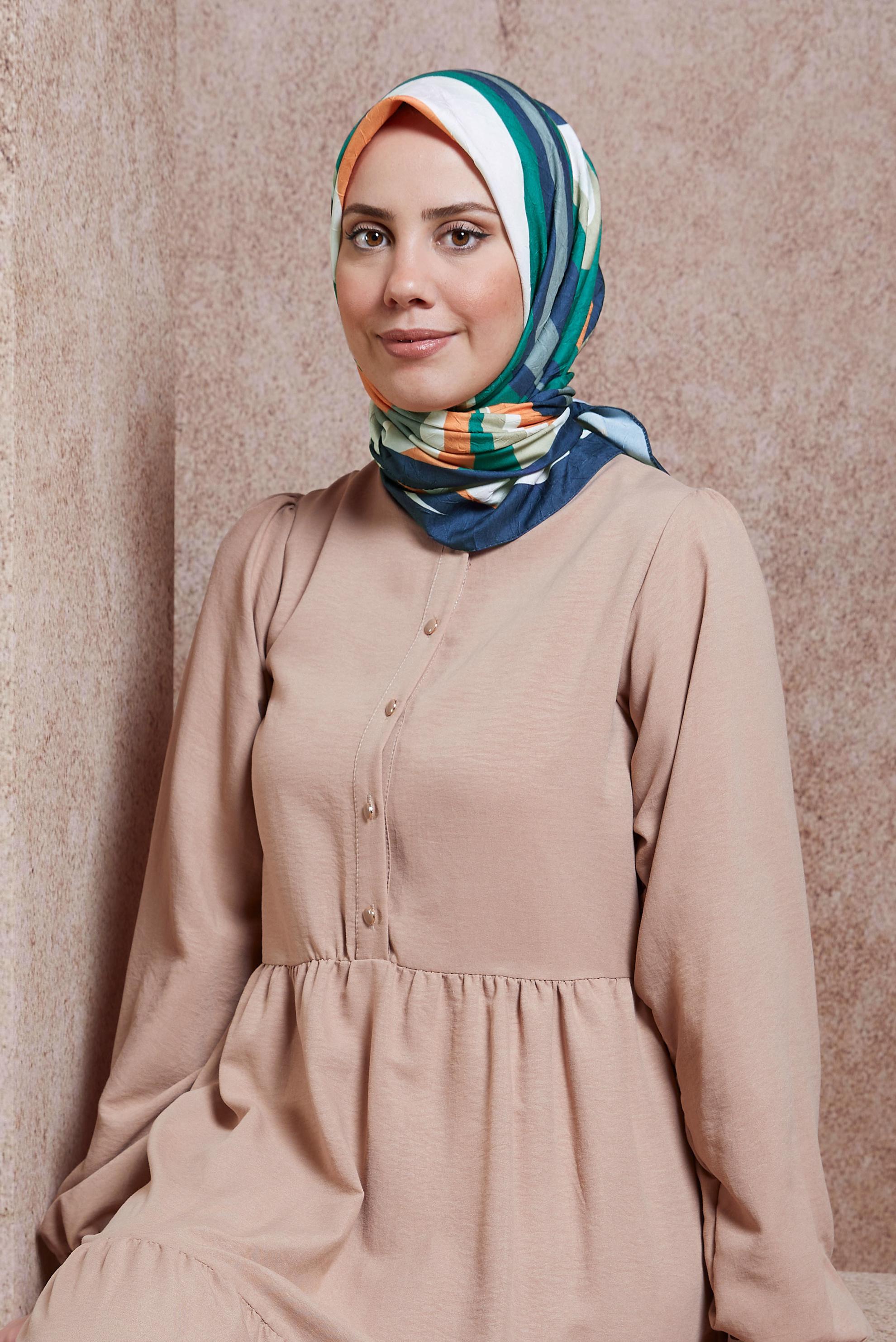 Tesettür giyim LACİVERT ALVİNA GEOMETRİK DESEN EŞARP 8440 