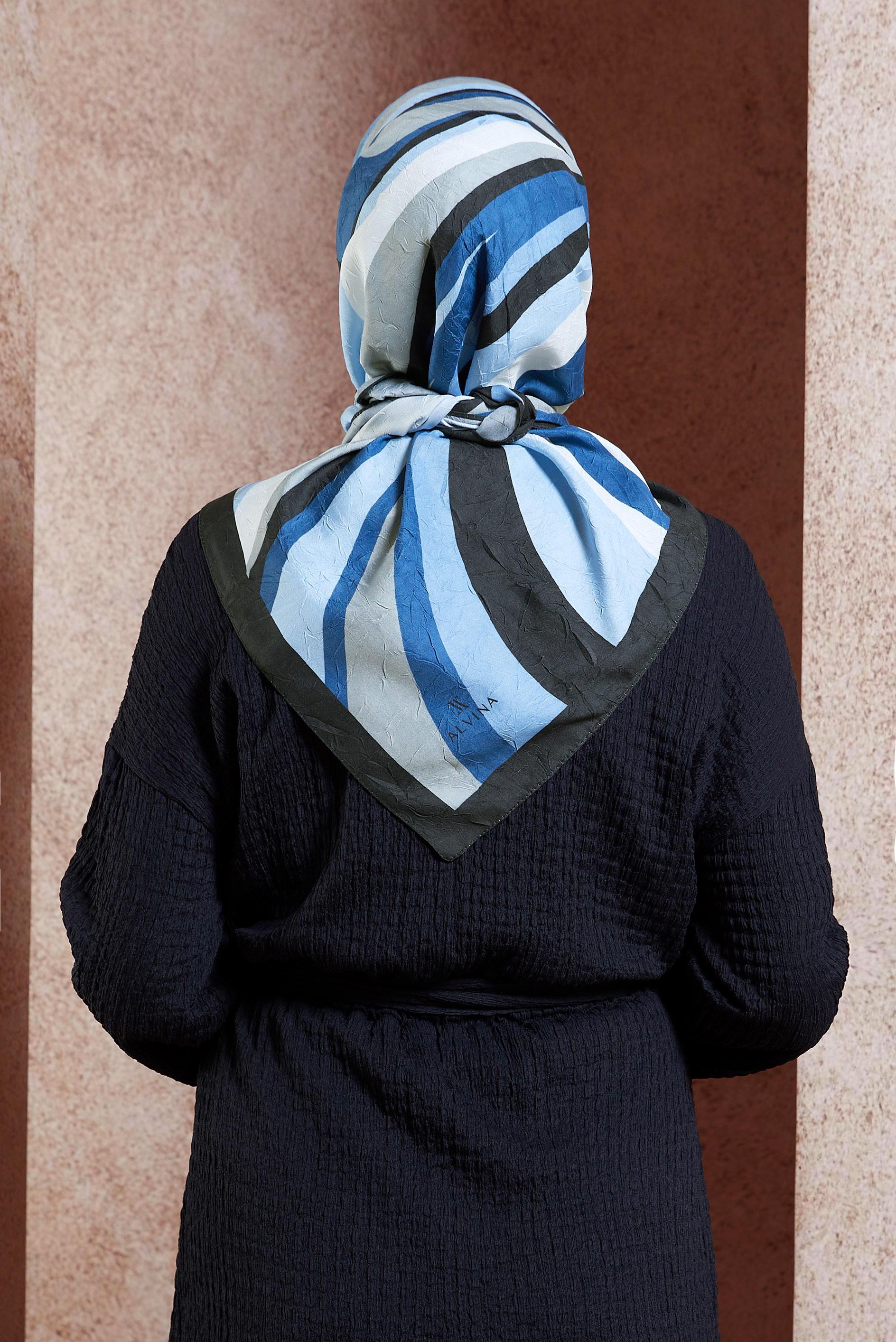 Tesettür giyim SİYAH ALVİNA GEOMETRİK DESEN EŞARP 8440 