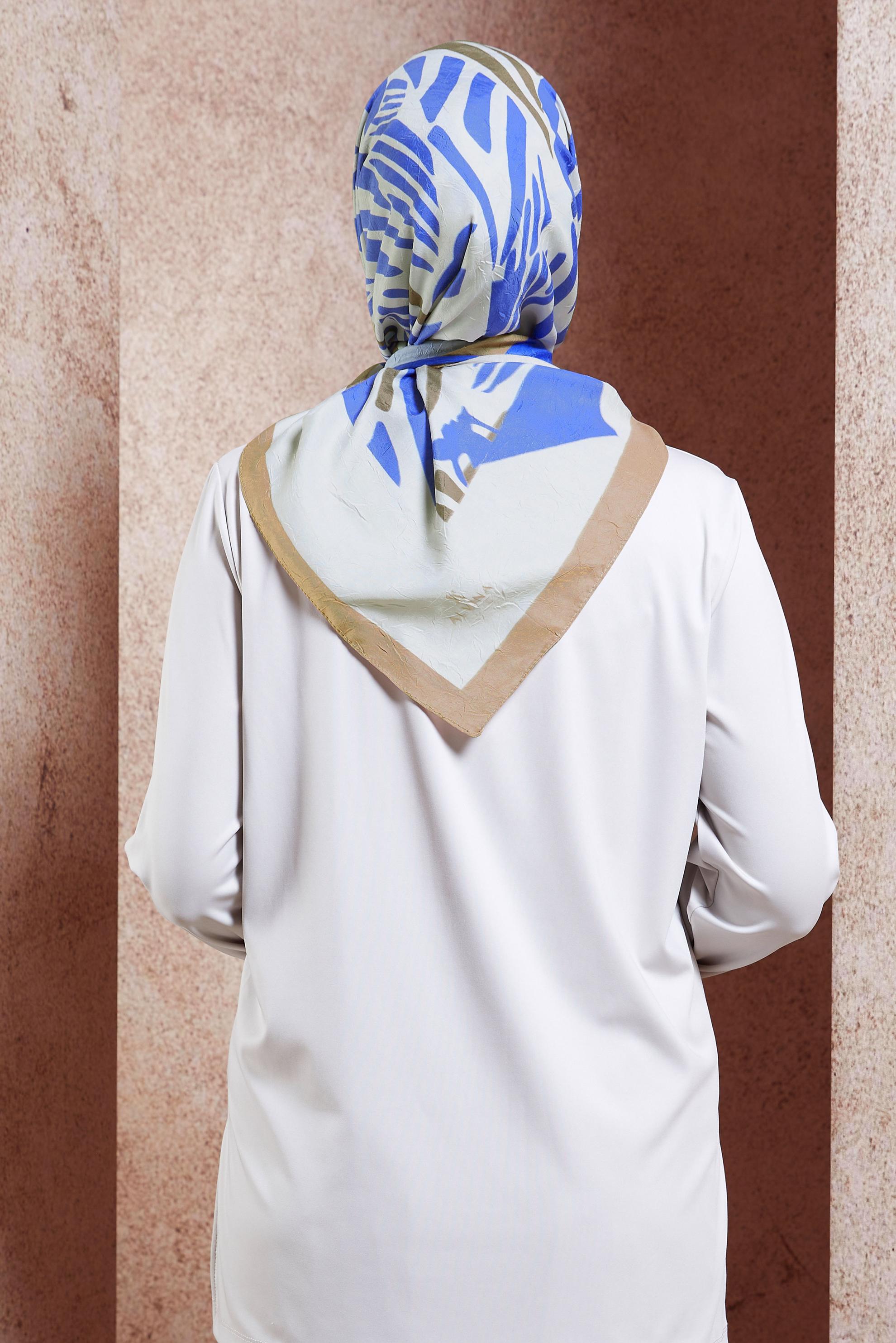 Tesettür giyim PUDRA ALVİNA DESENLİ EŞARP 8441