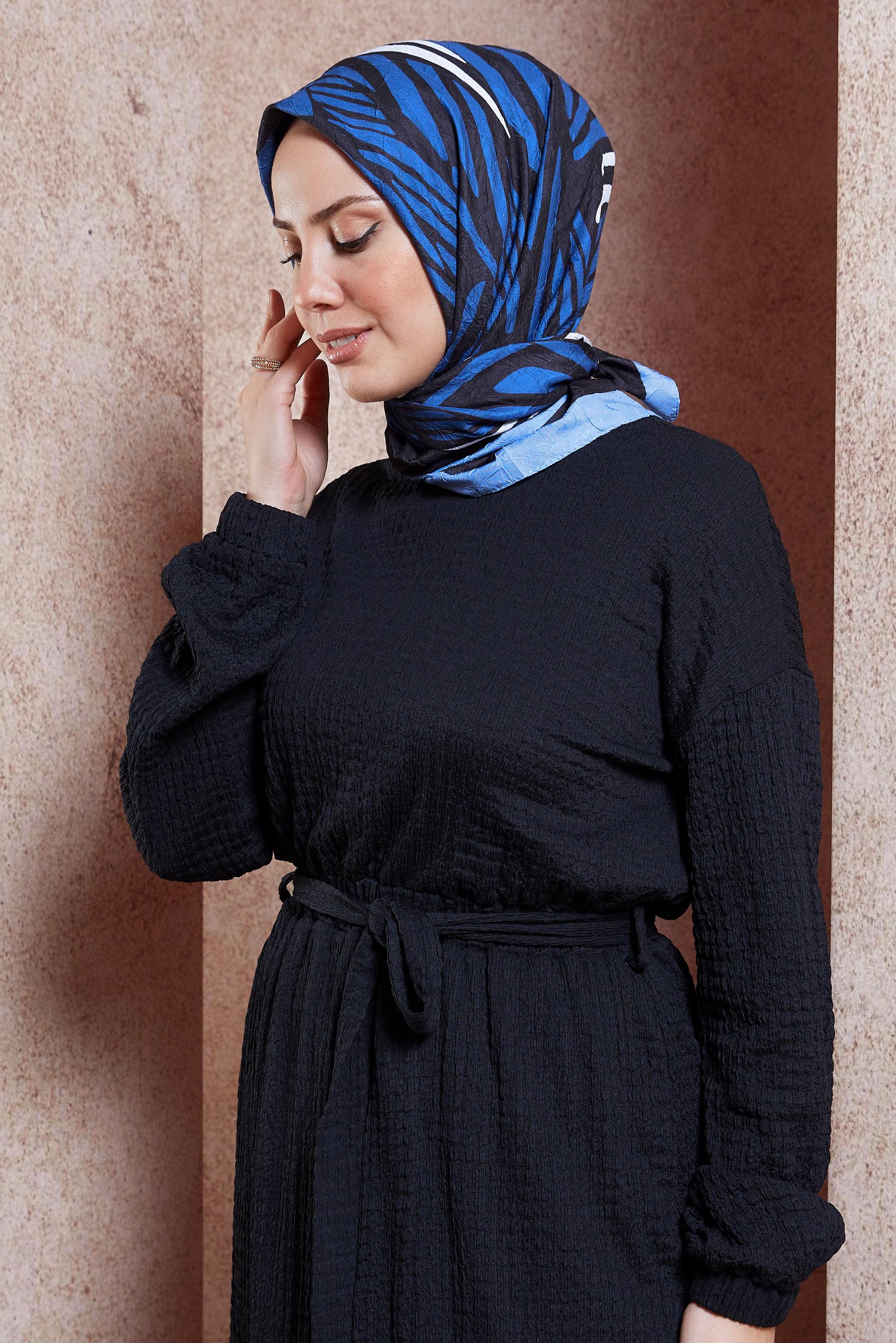 Tesettür giyim MAVİ ALVİNA DESENLİ EŞARP 8441