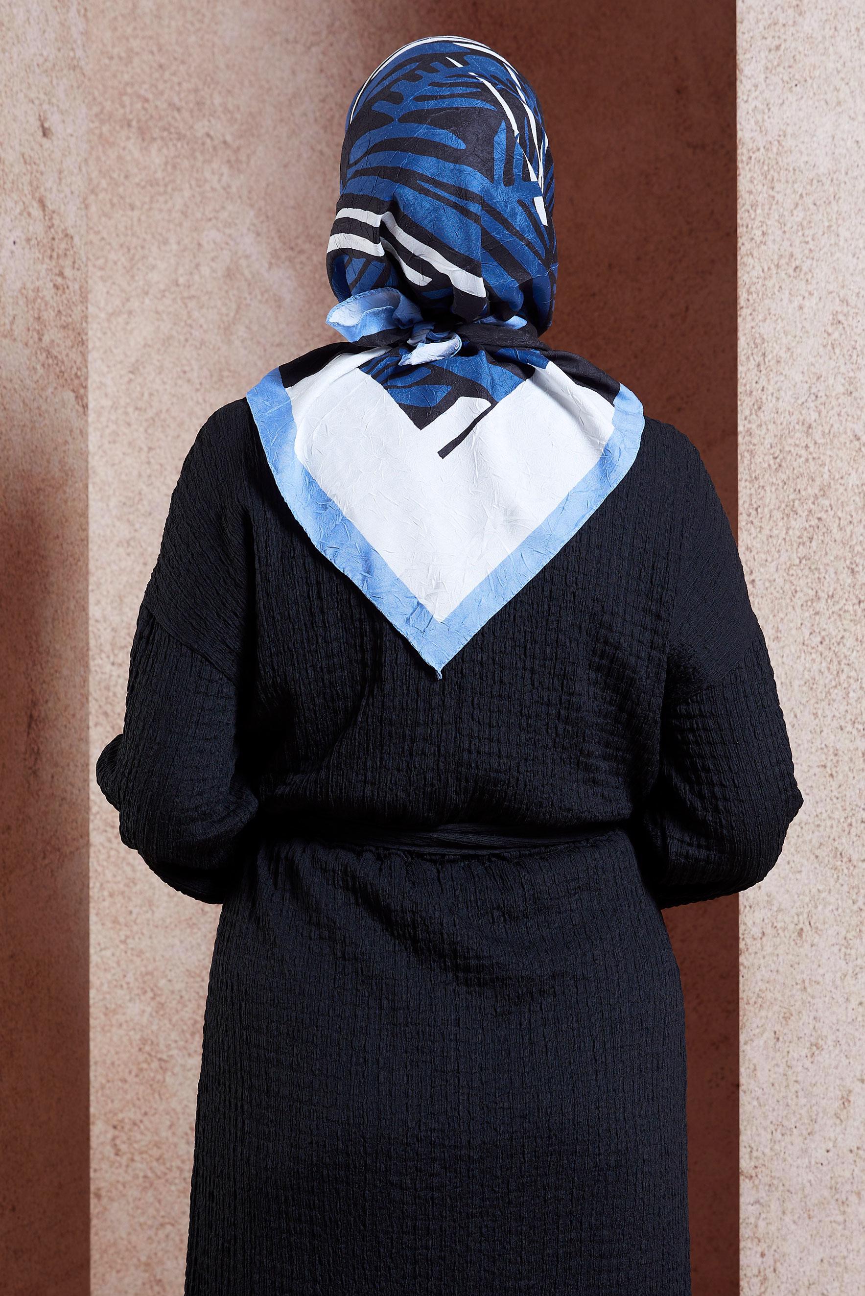 Tesettür giyim MAVİ ALVİNA DESENLİ EŞARP 8441