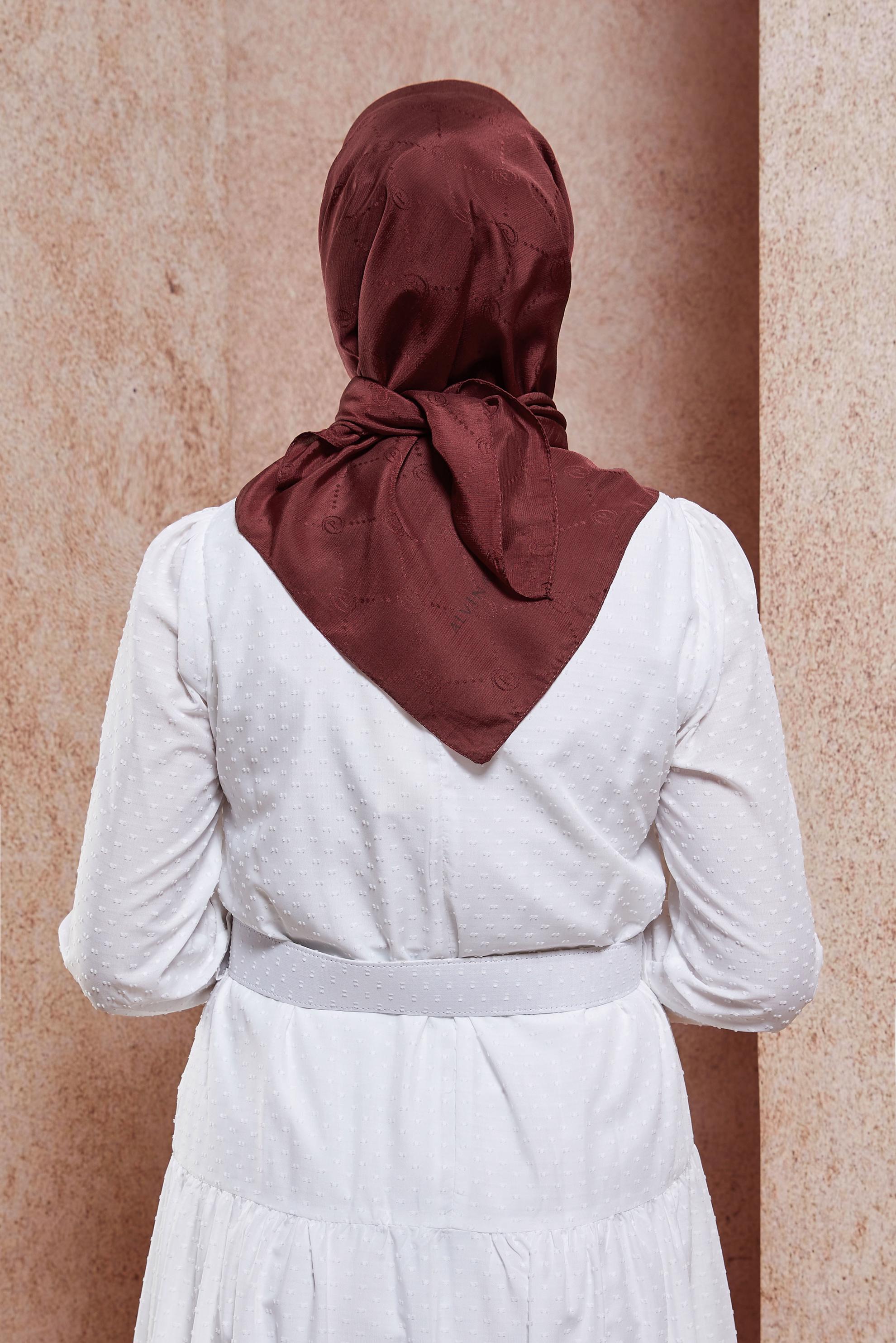 Tesettür giyim BORDO ALVİNA MONOGRAM EŞARP 8442