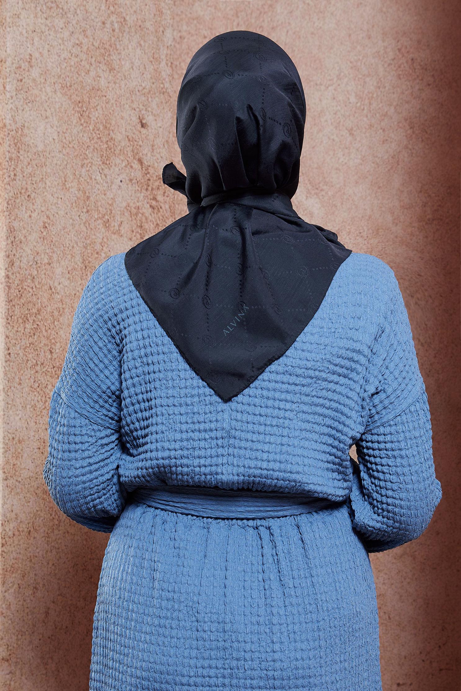 Tesettür giyim LACİVERT ALVİNA MONOGRAM EŞARP 8442