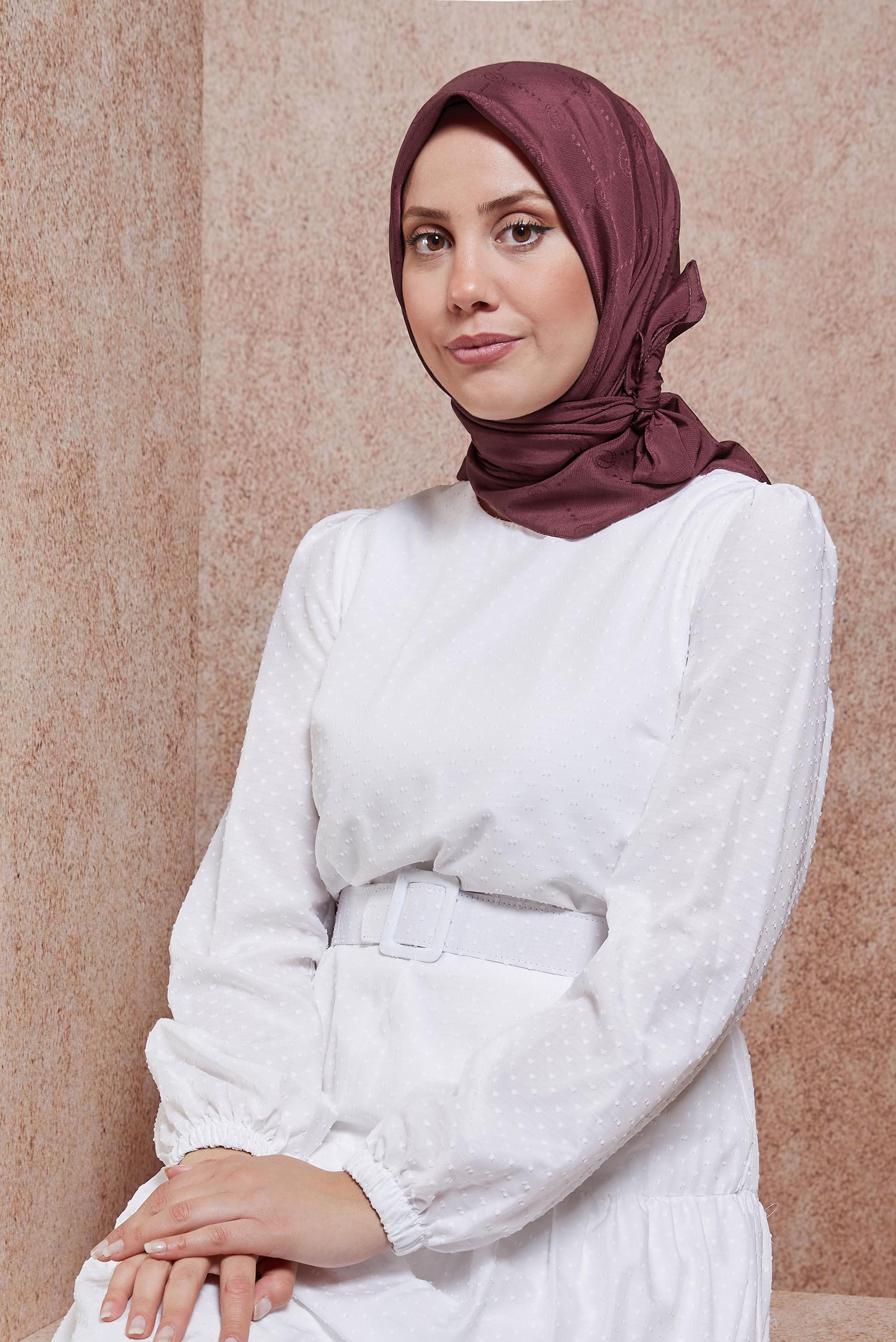 Tesettür giyim RENKSİZ ALVİNA MONOGRAM EŞARP 8442