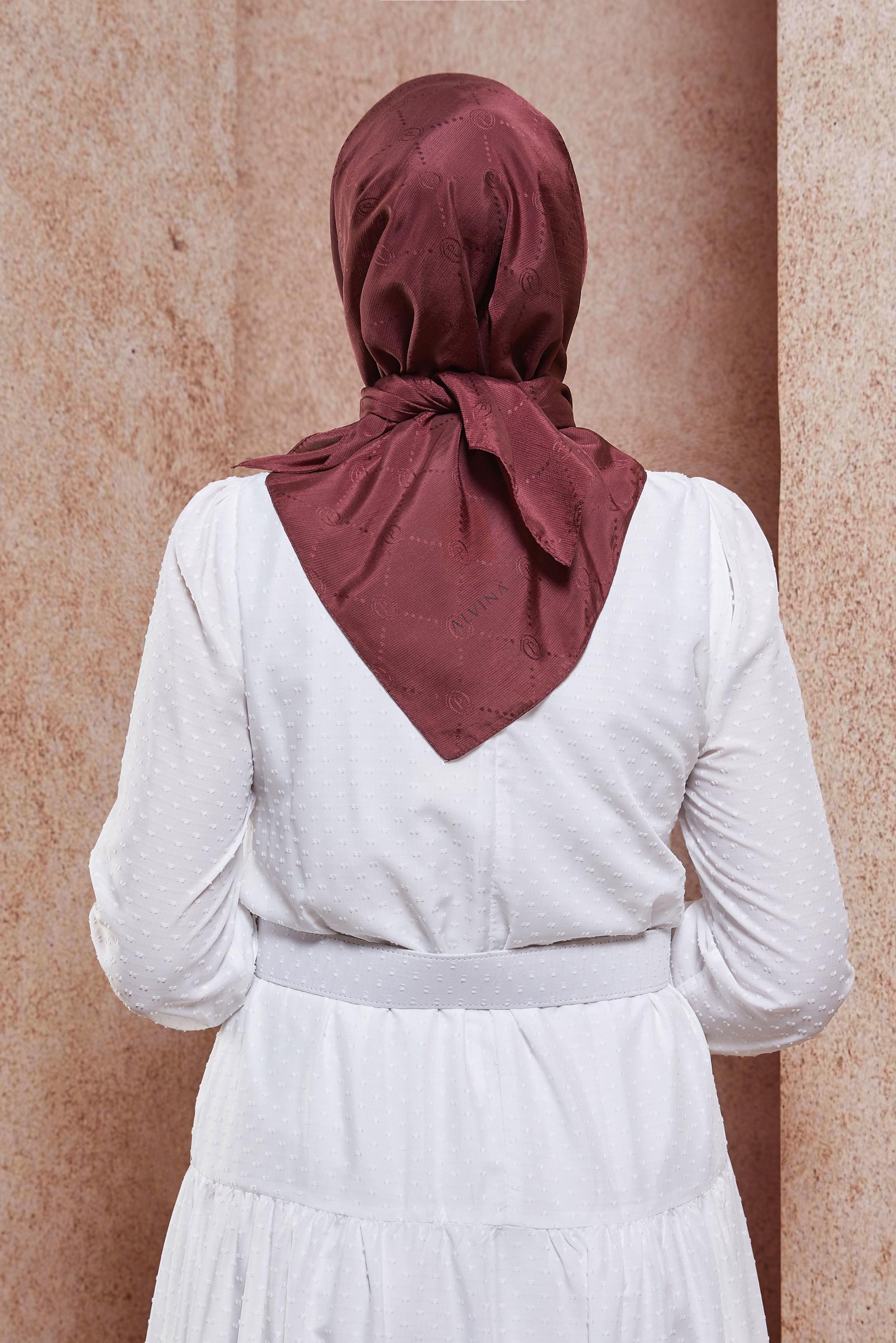 Tesettür giyim BORDO ALVİNA MONOGRAM EŞARP 8442