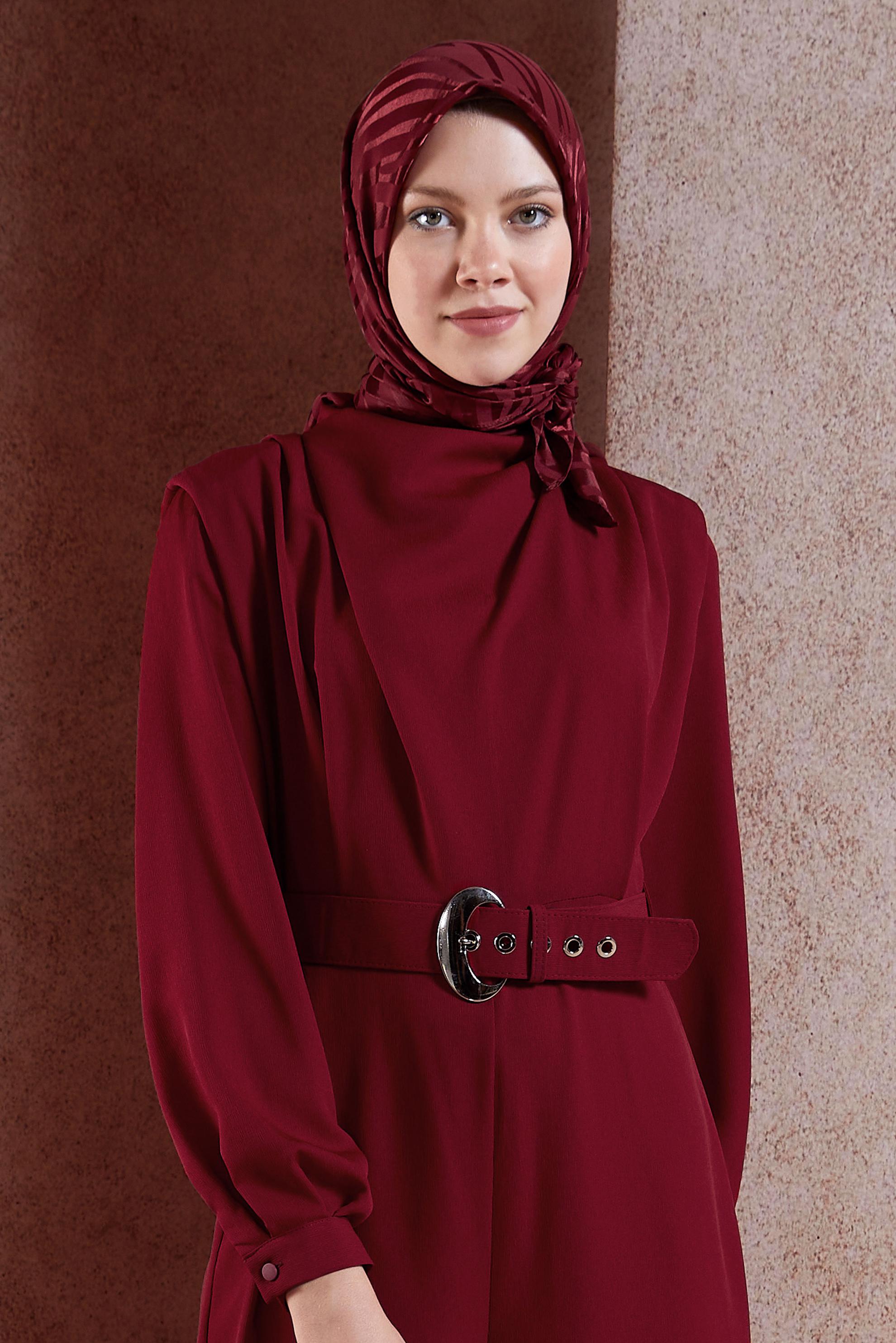 Tesettür giyim BORDO ALVİNA ZEBRA DESEN JAKAR EŞARP 8454