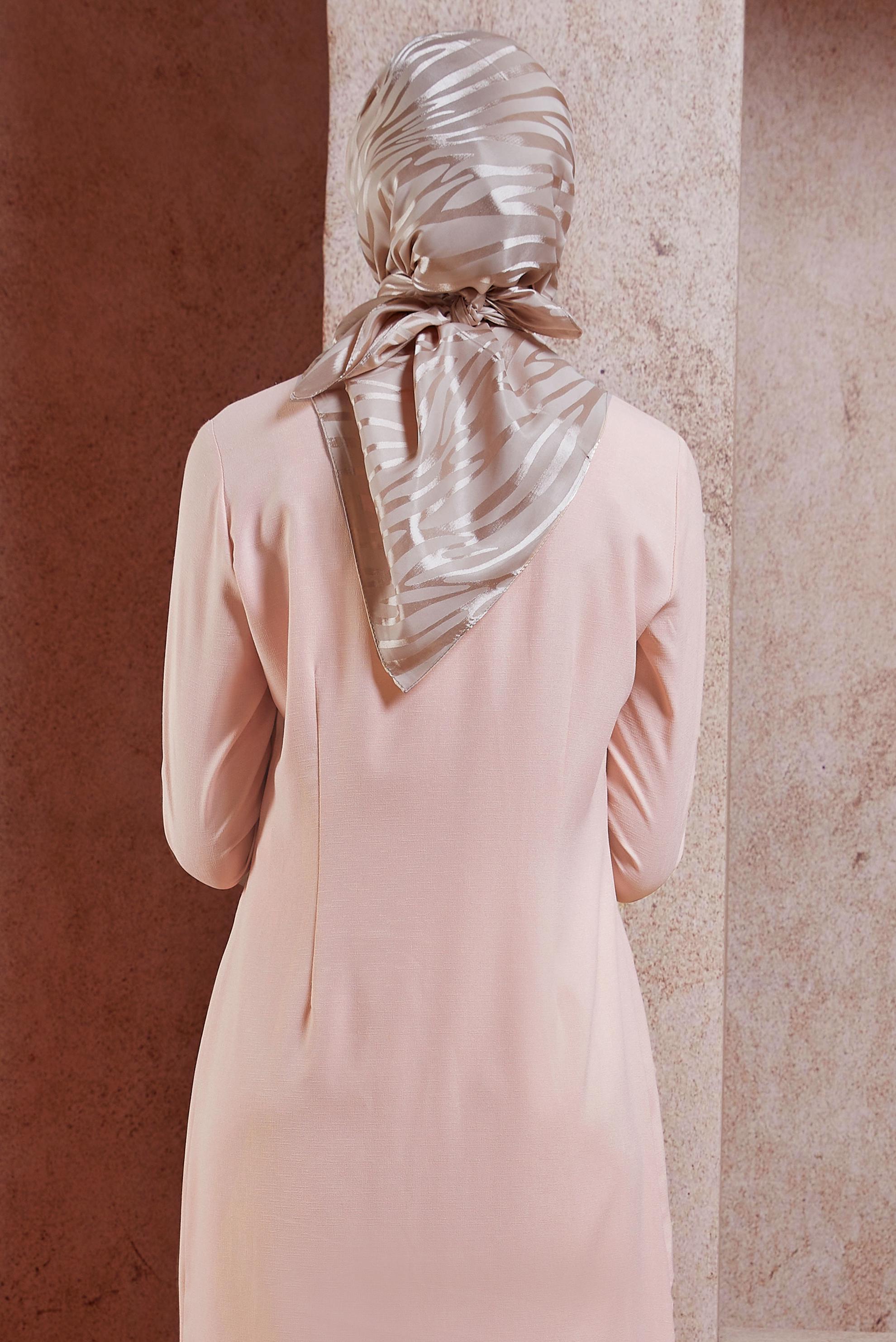 Tesettür giyim KAHVE ALVİNA ZEBRA DESEN JAKAR EŞARP 8454