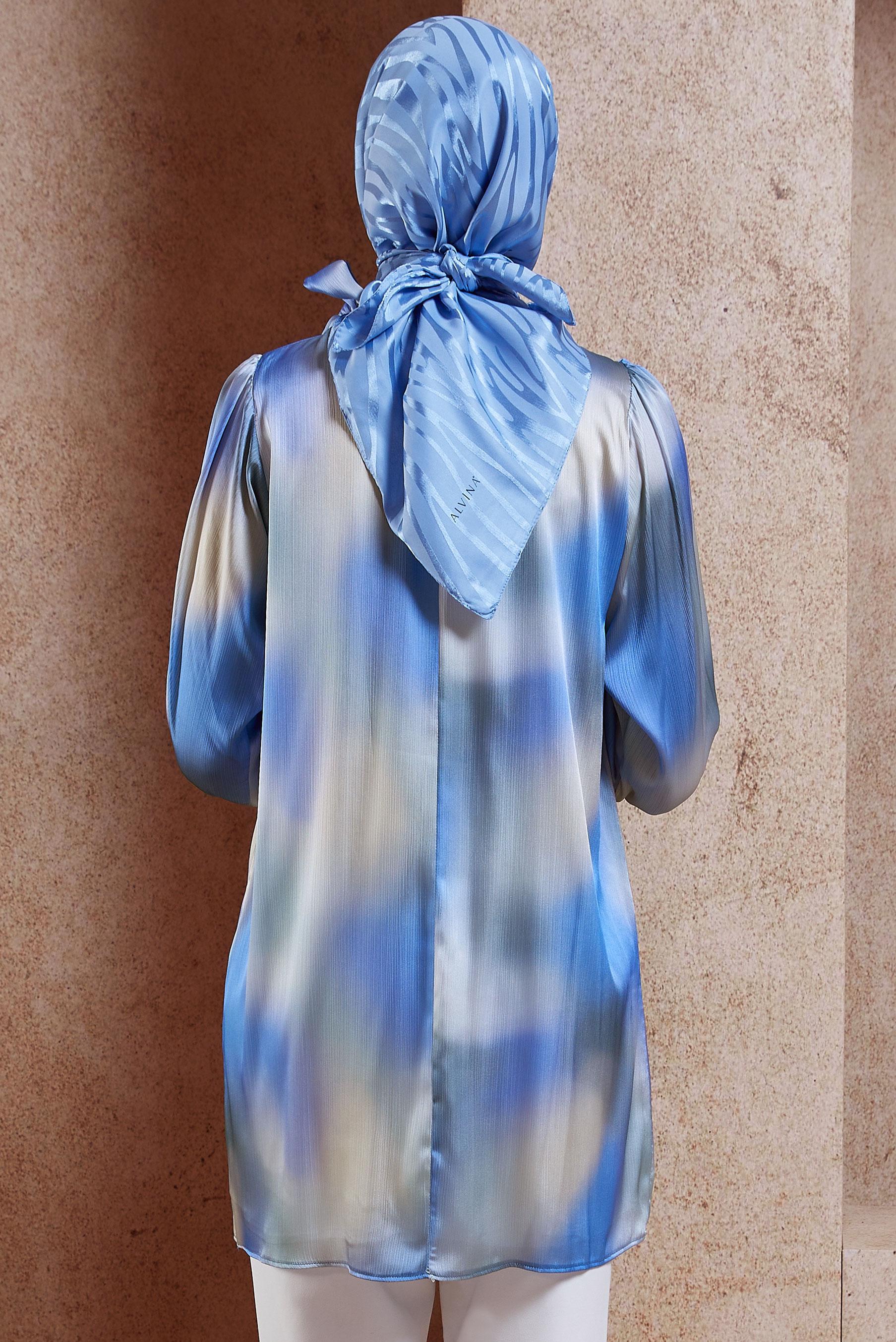 Tesettür giyim LACİVERT ALVİNA ZEBRA DESEN JAKAR EŞARP 8454