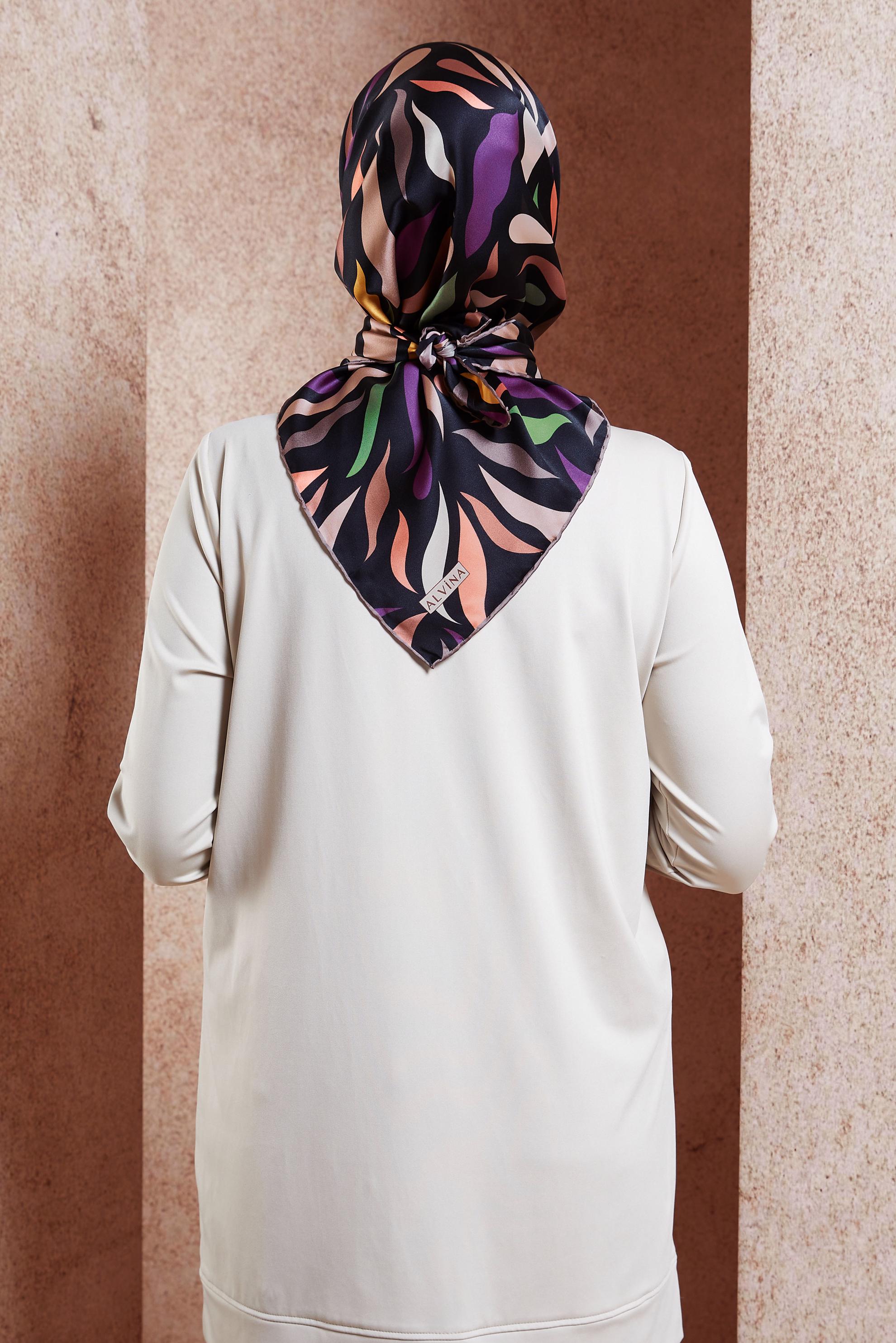 Tesettür giyim MOR ALVİNA İPEK EŞARP 18736