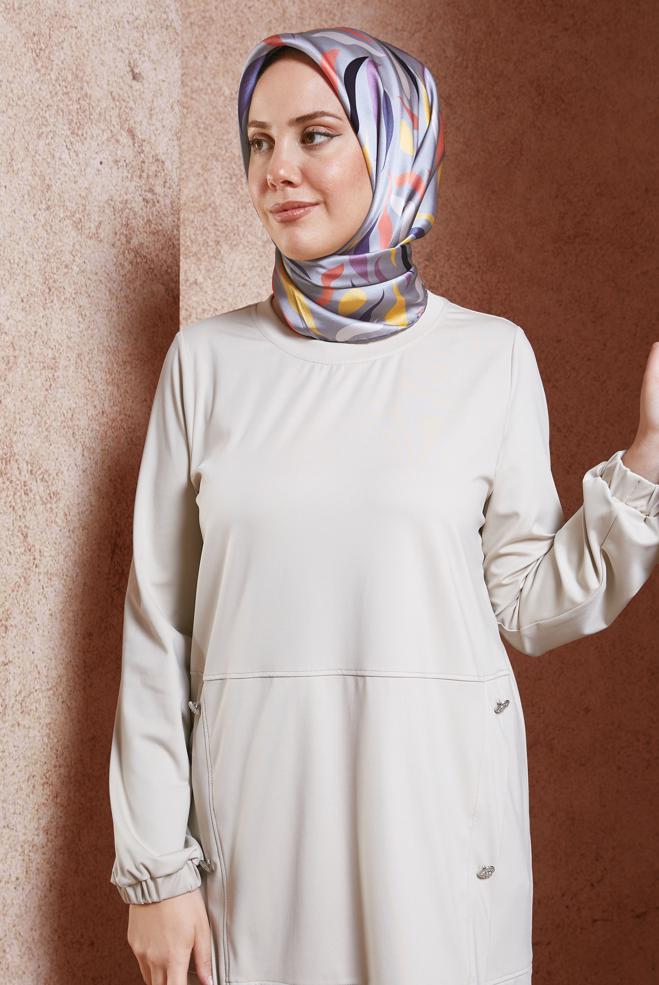 Vêtements hijab GRIS ÉCHARPE EN SOIE ALVINA 18736 - ALVİNA