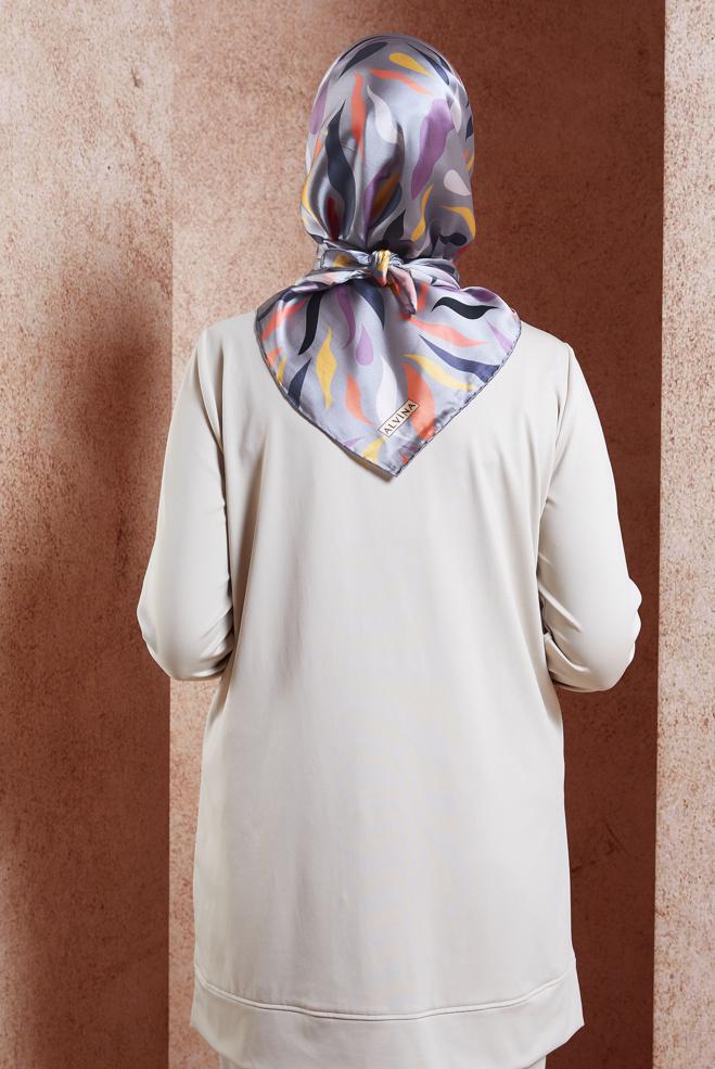Vêtements hijab GRIS ÉCHARPE EN SOIE ALVINA 18736 - ALVİNA