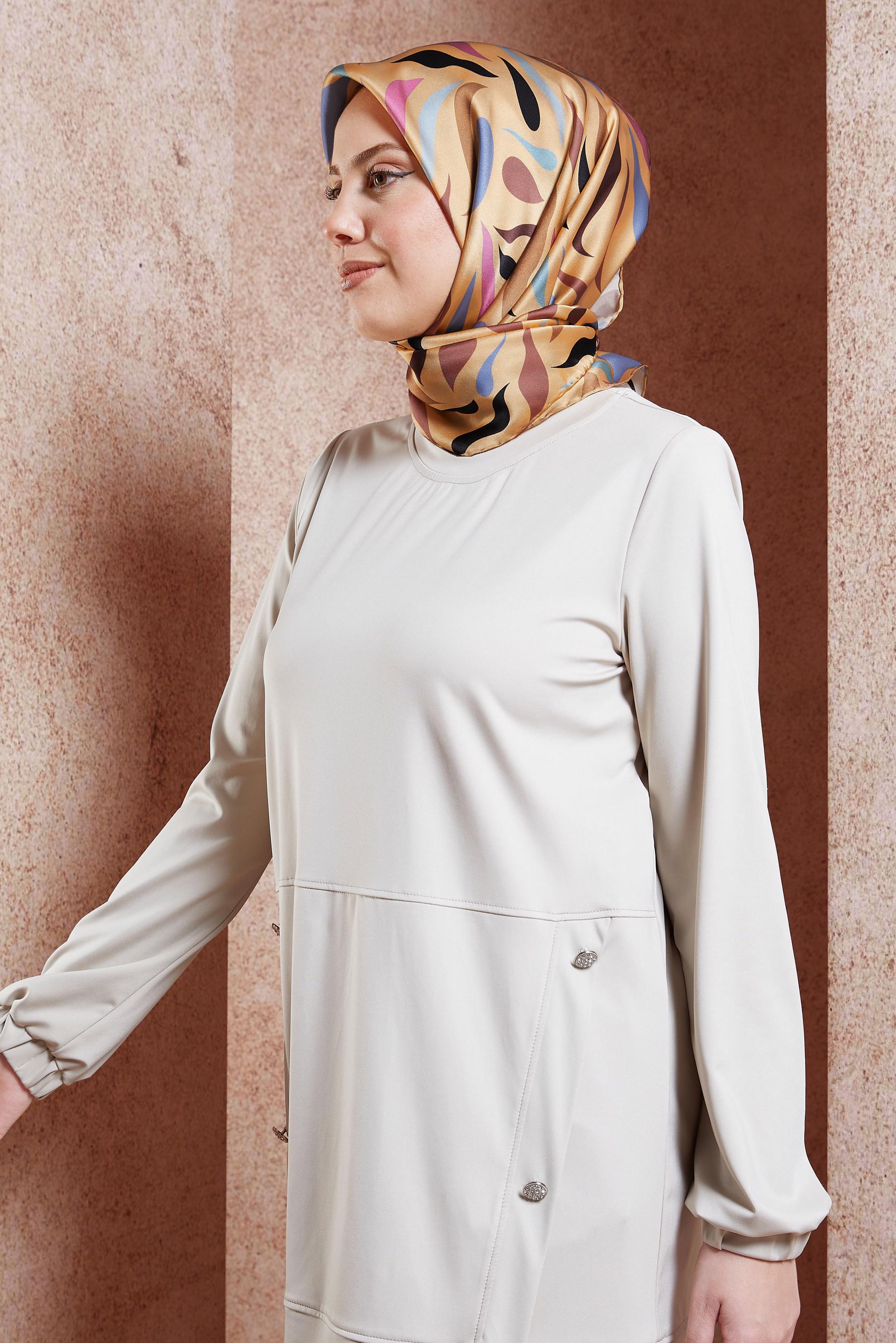 Tesettür giyim ALTIN ALVİNA İPEK EŞARP 18736