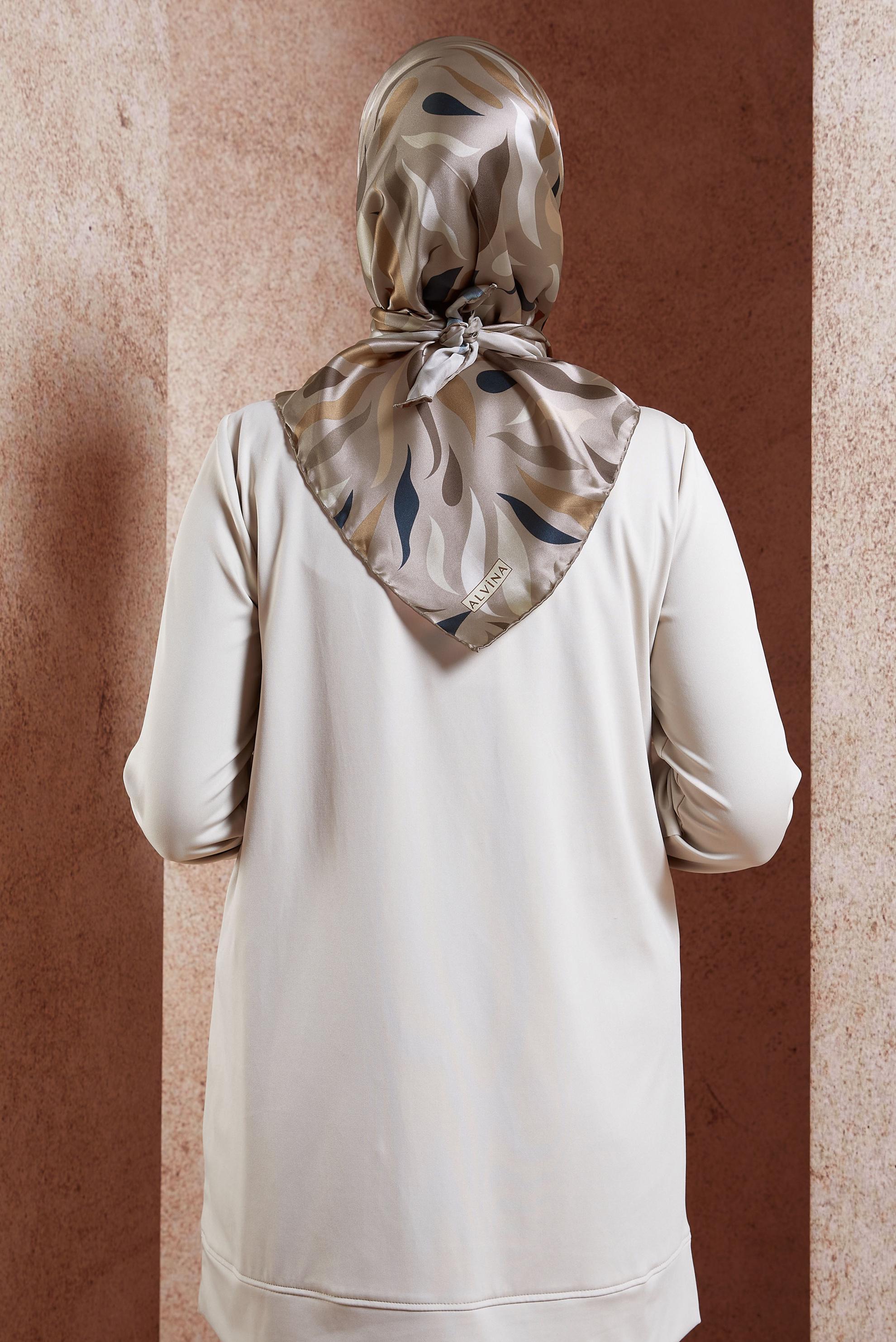 Tesettür giyim VİZON ALVİNA İPEK EŞARP 18736