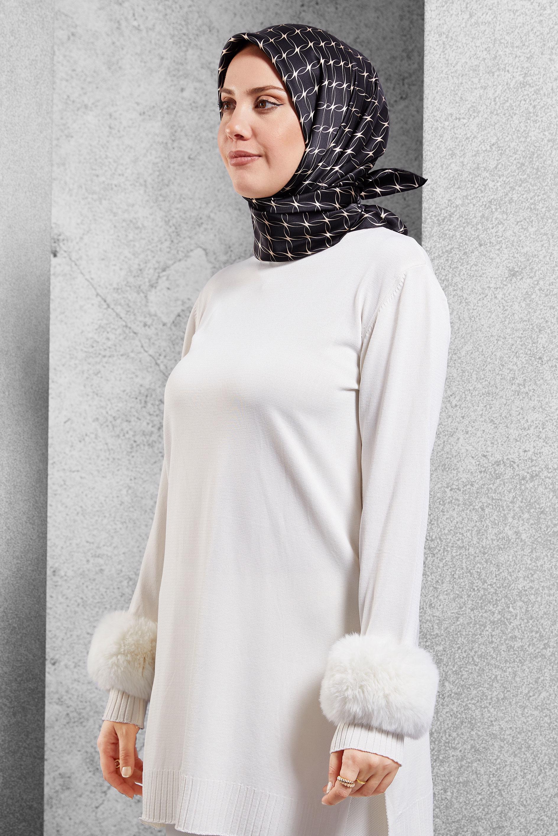 Tesettür giyim SİYAH ALVİNA İPEK EŞARP 18758