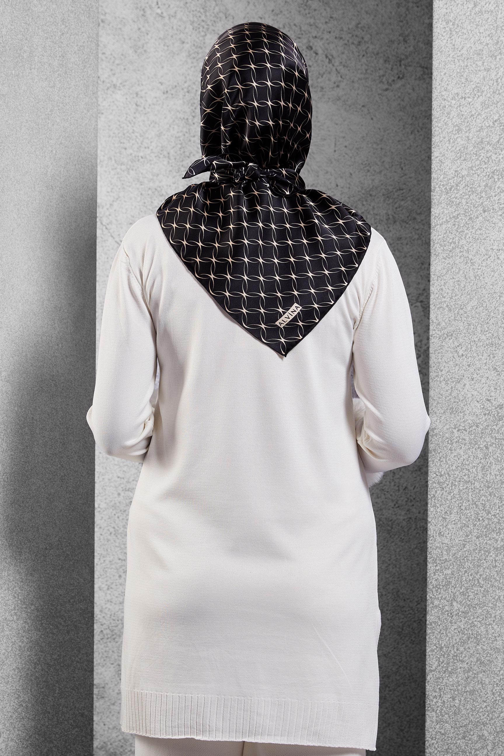 Tesettür giyim SİYAH ALVİNA İPEK EŞARP 18758