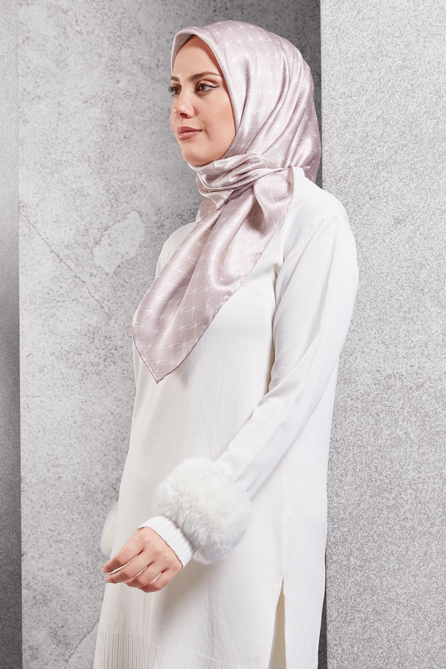 Tesettür giyim BEJ ALVİNA İPEK EŞARP 18758