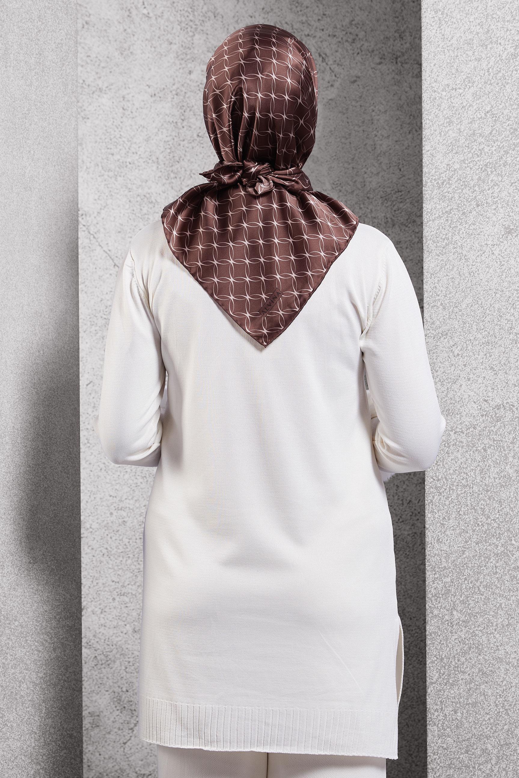 Tesettür giyim KAHVE ALVİNA İPEK EŞARP 18758