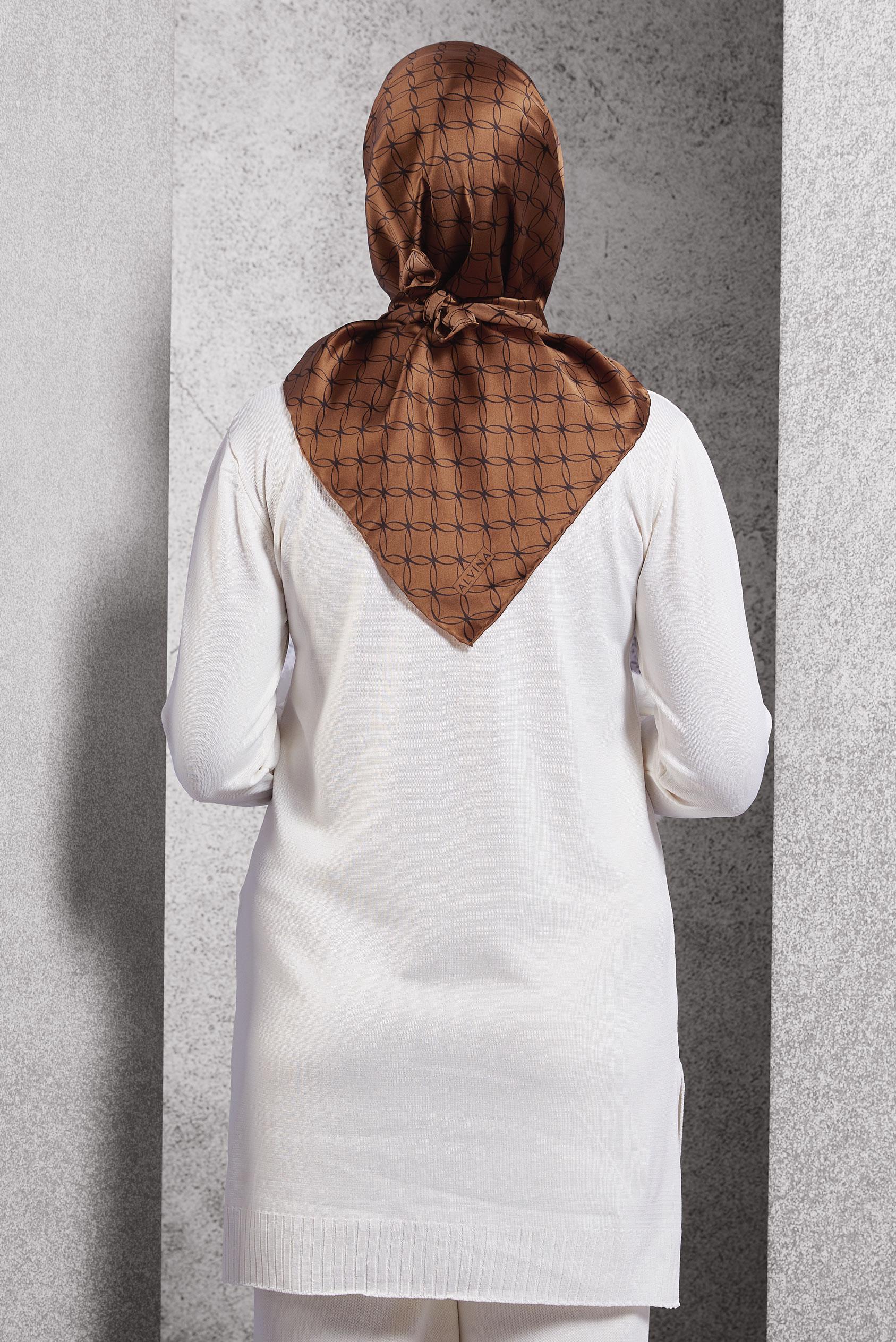 Tesettür giyim BAKIR / BRONZ ALVİNA İPEK EŞARP 18758