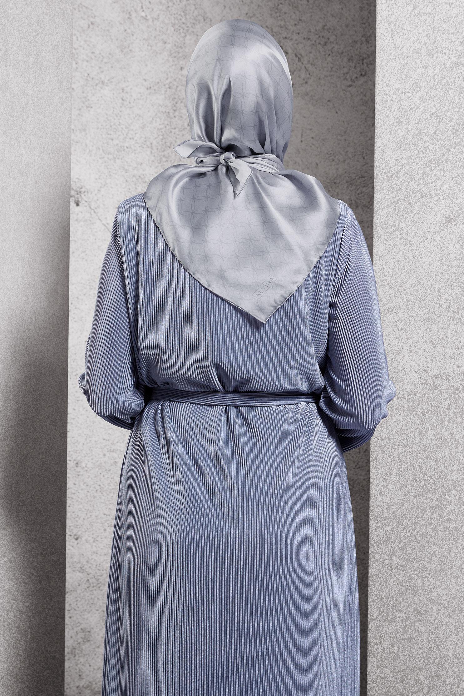 Tesettür giyim GÜMÜŞ ALVİNA İPEK EŞARP 18758