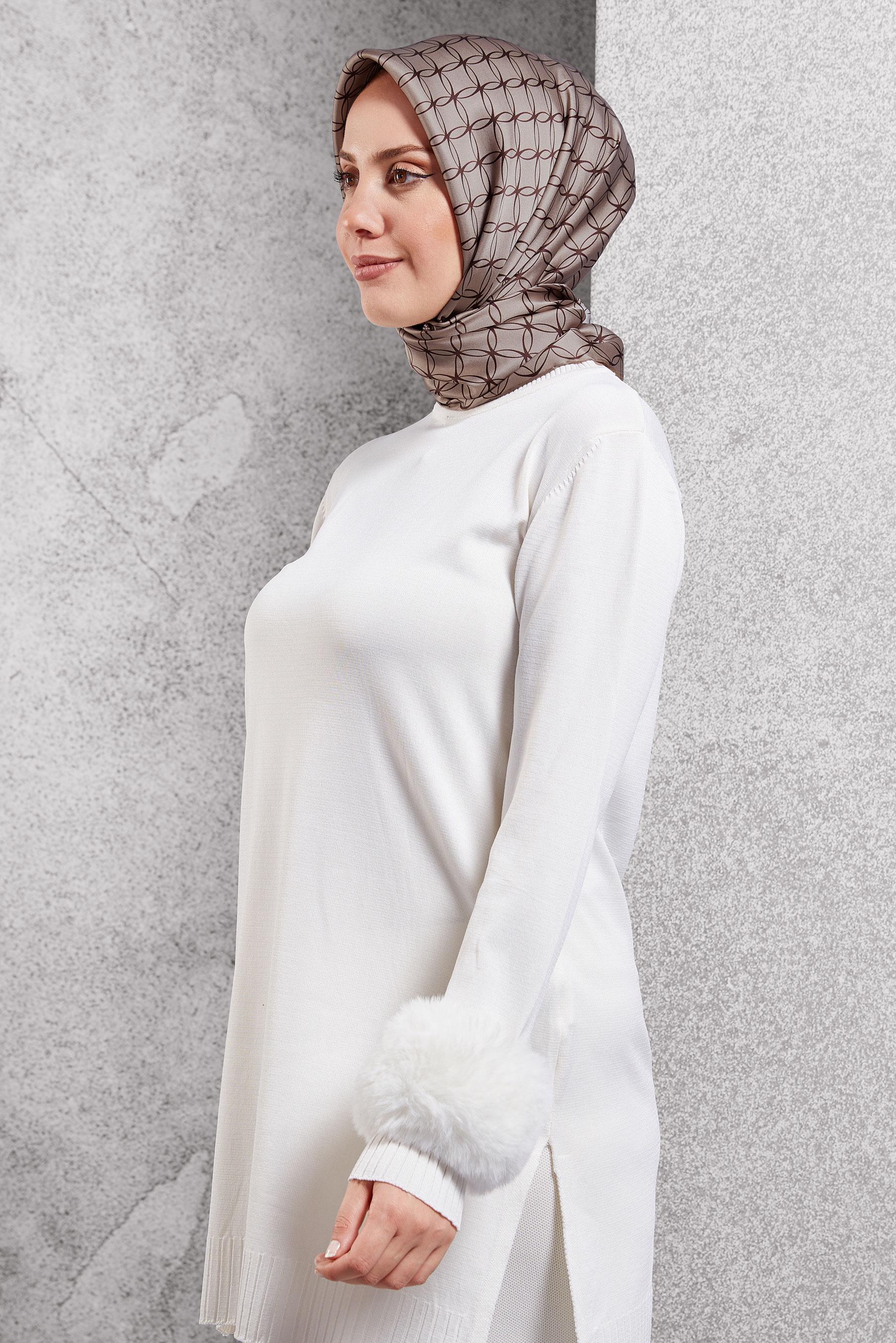 Tesettür giyim KAHVE ALVİNA İPEK EŞARP 18758