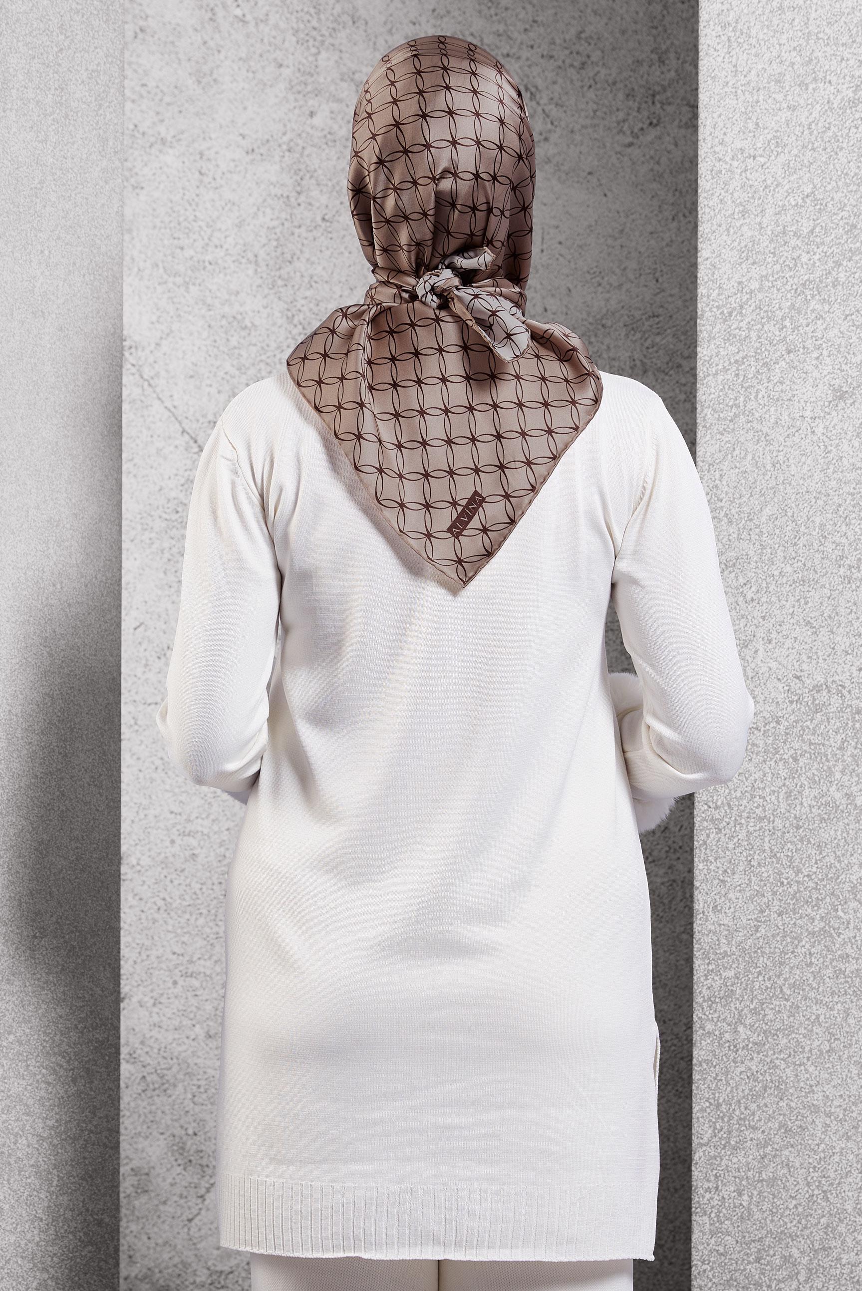 Tesettür giyim KAHVE ALVİNA İPEK EŞARP 18758