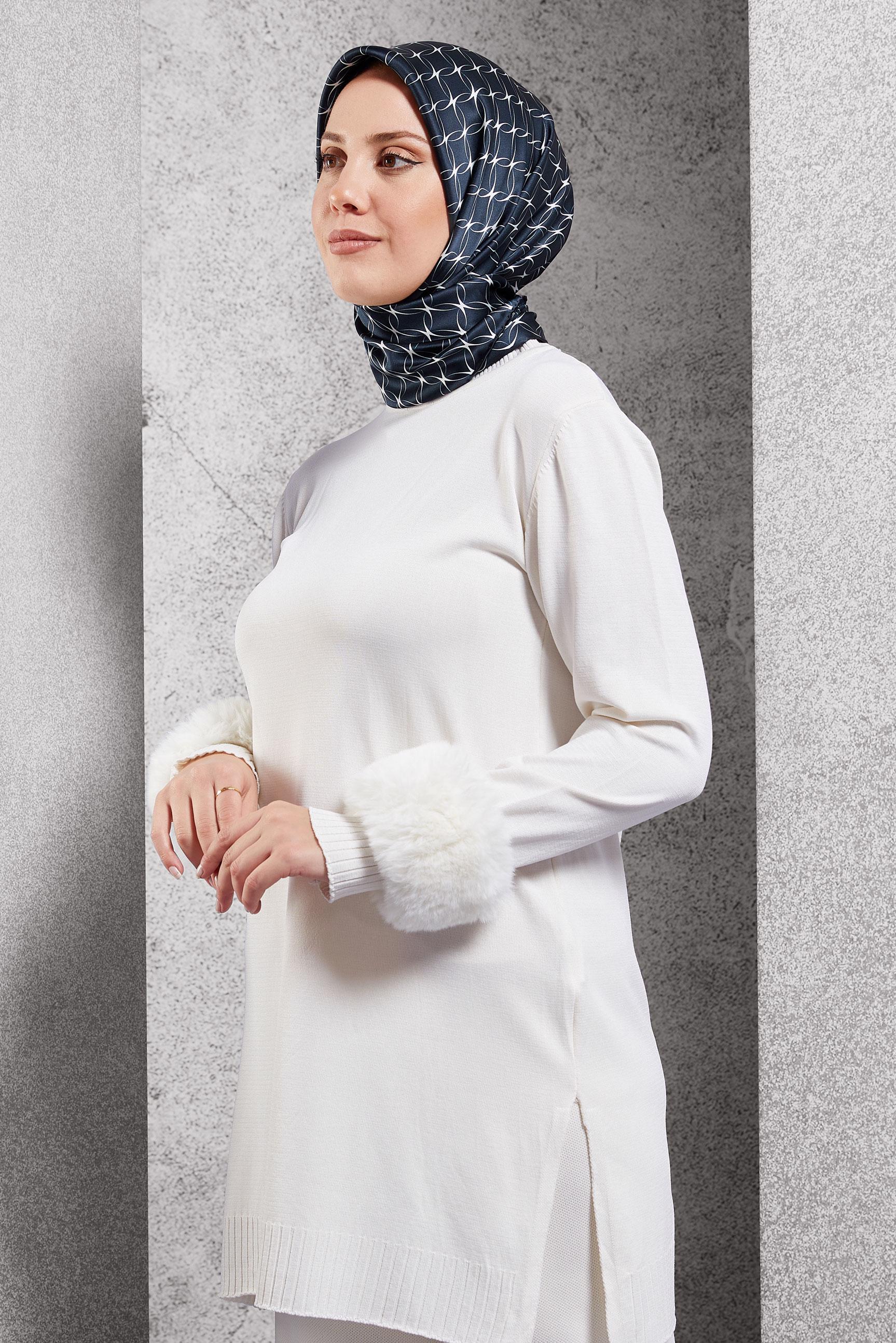 Tesettür giyim LACİVERT ALVİNA İPEK EŞARP 18758