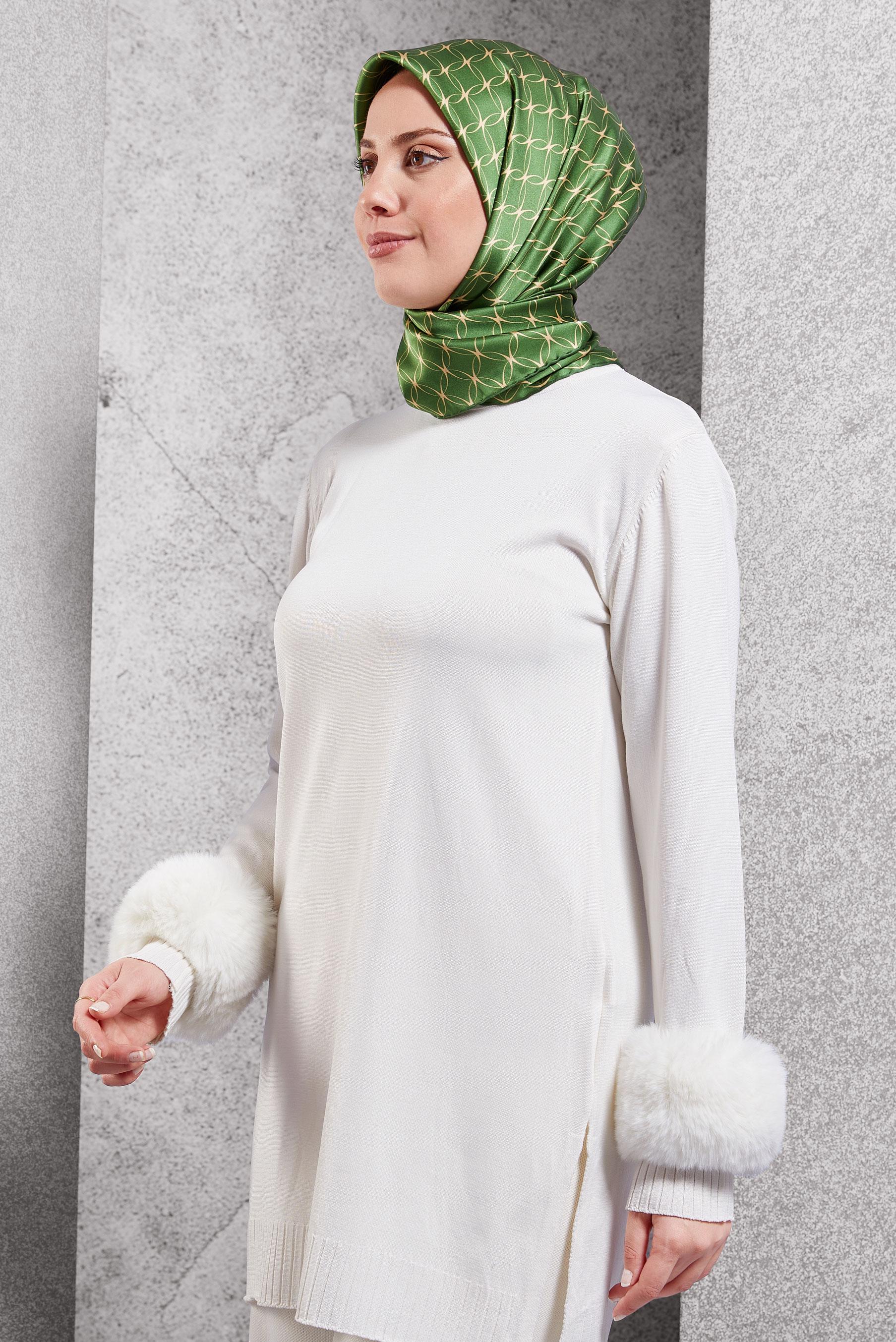 Tesettür giyim YEŞİL ALVİNA İPEK EŞARP 18758