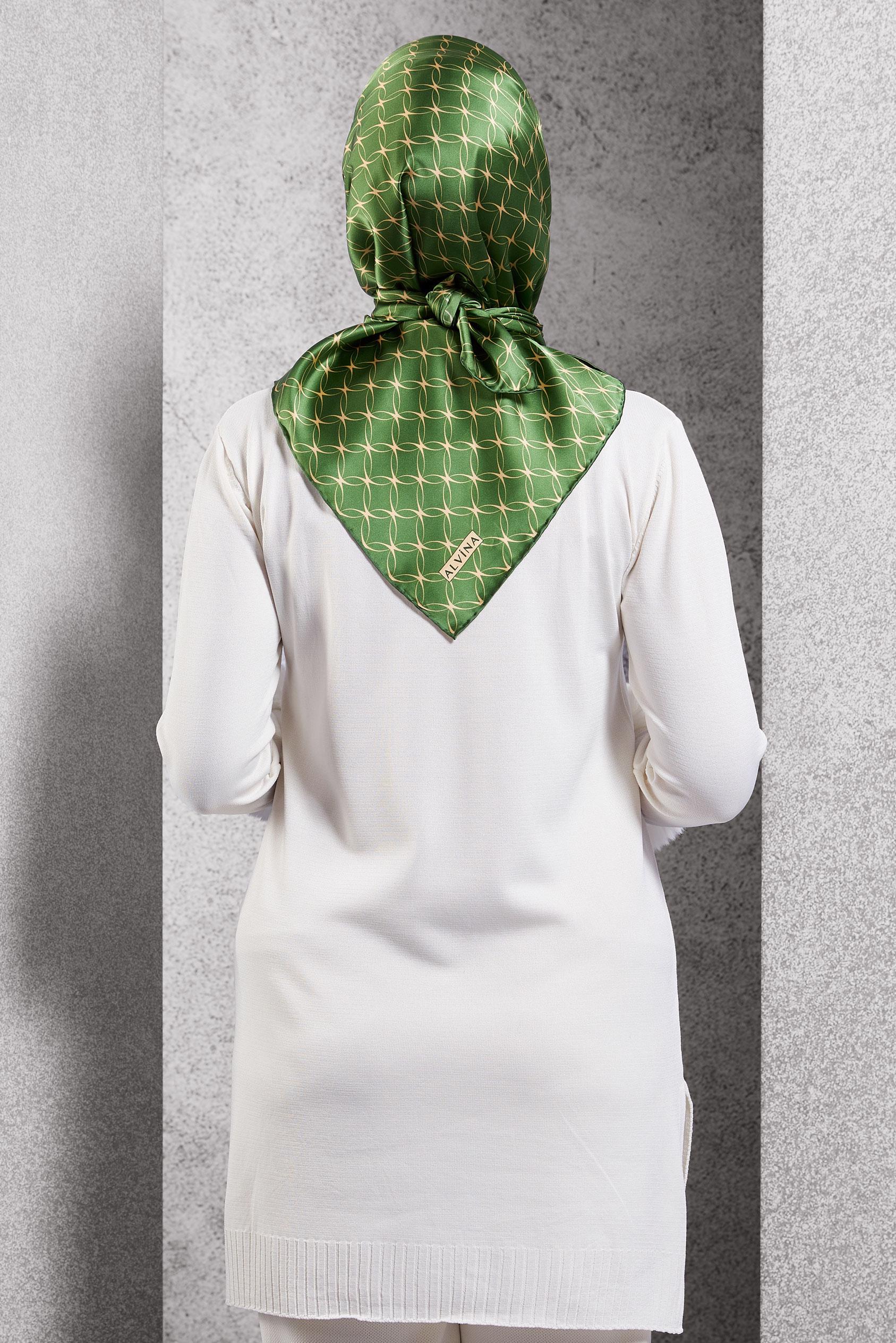 Tesettür giyim YEŞİL ALVİNA İPEK EŞARP 18758