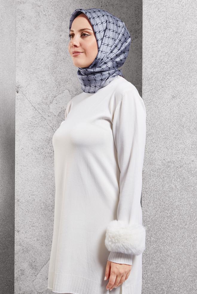 Vêtements hijab GRIS ÉCHARPE EN SOIE ALVINA 18758 - ALVİNA