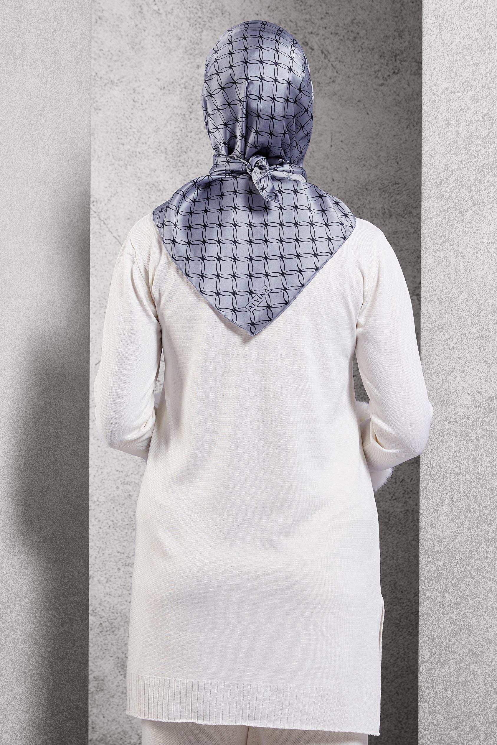 Tesettür giyim GRİ ALVİNA İPEK EŞARP 18758