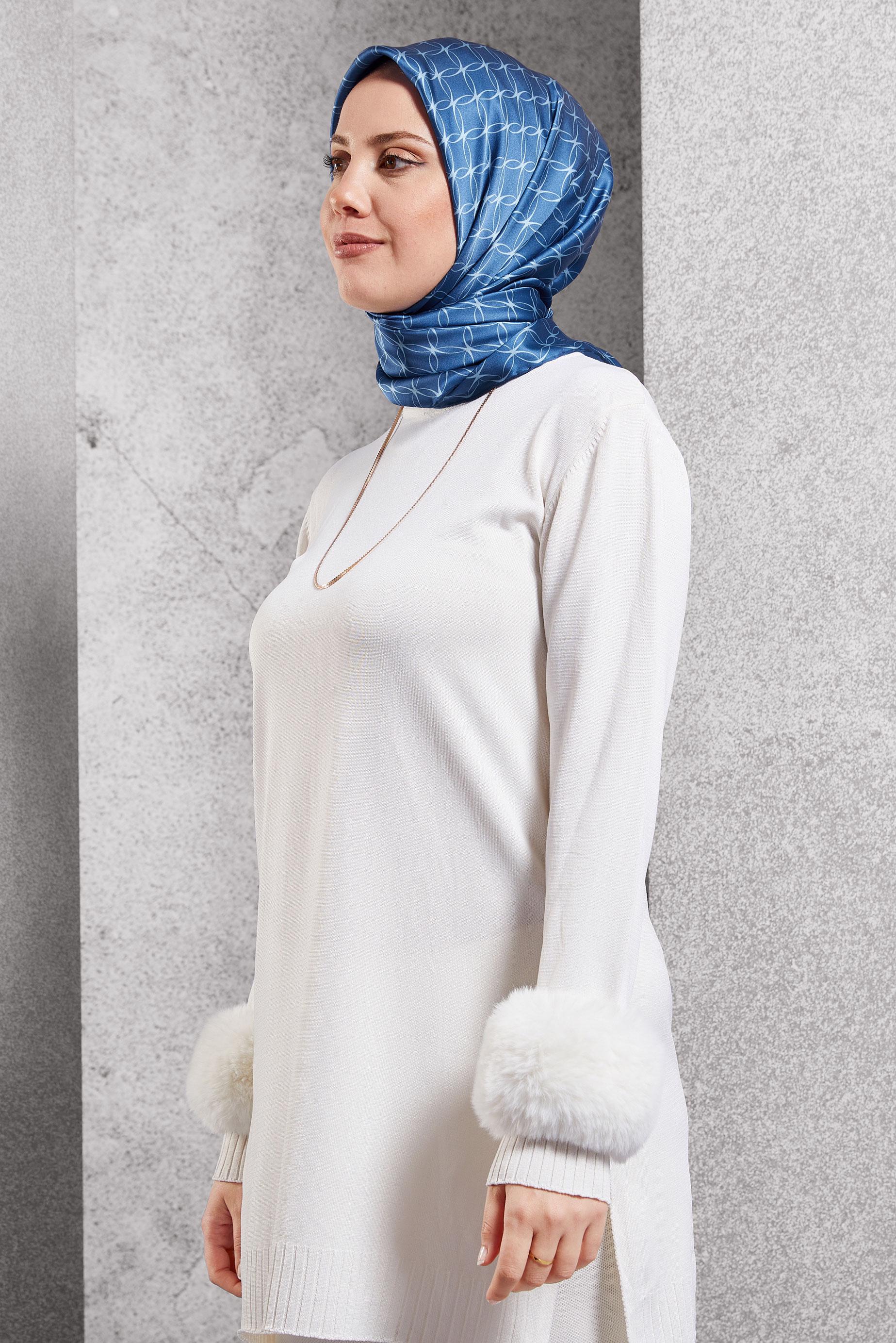 Tesettür giyim LACİVERT ALVİNA İPEK EŞARP 18758